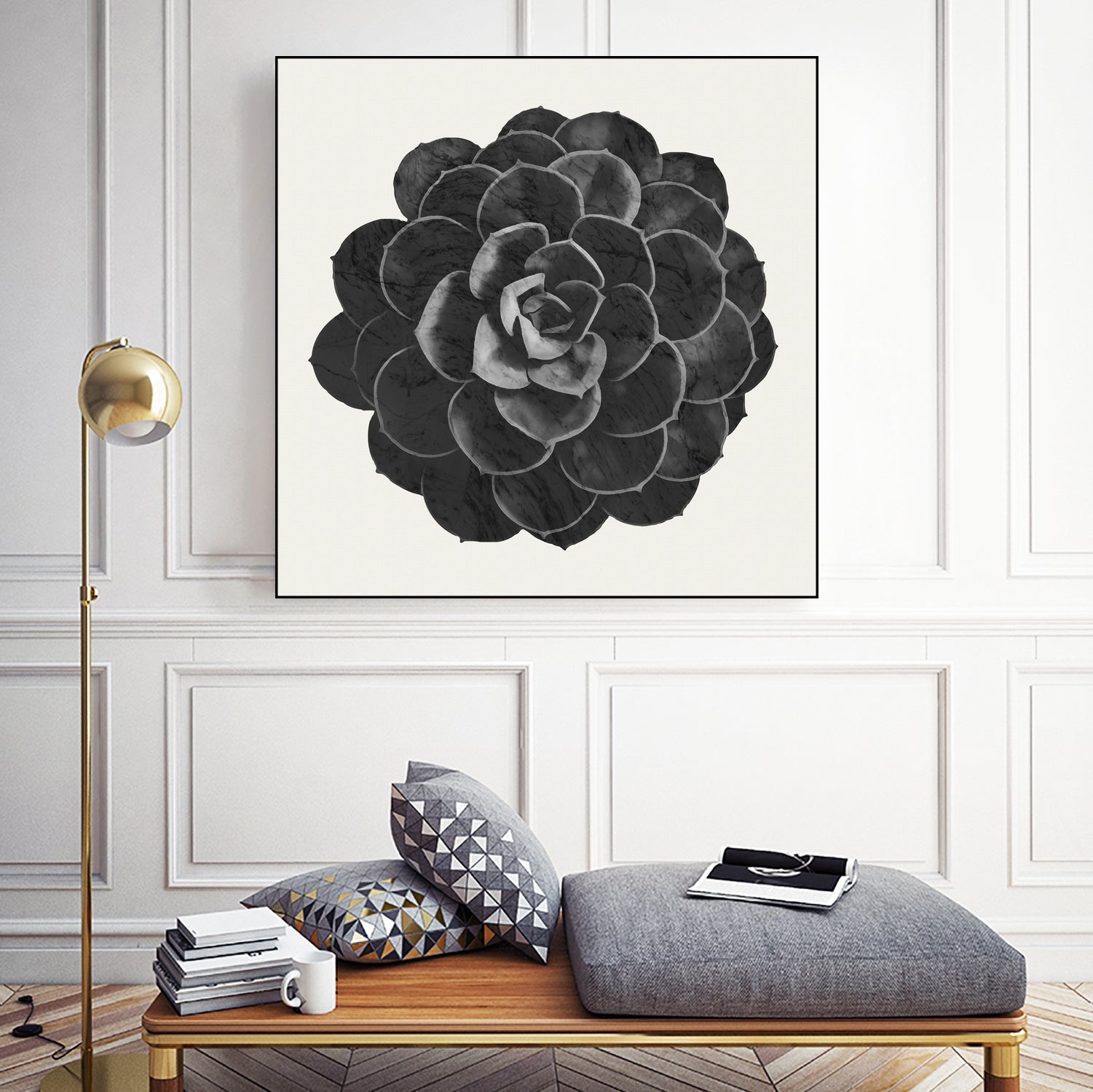 Black Marble Succulent Plant by amini 54 on GIANT ART - black digital painting