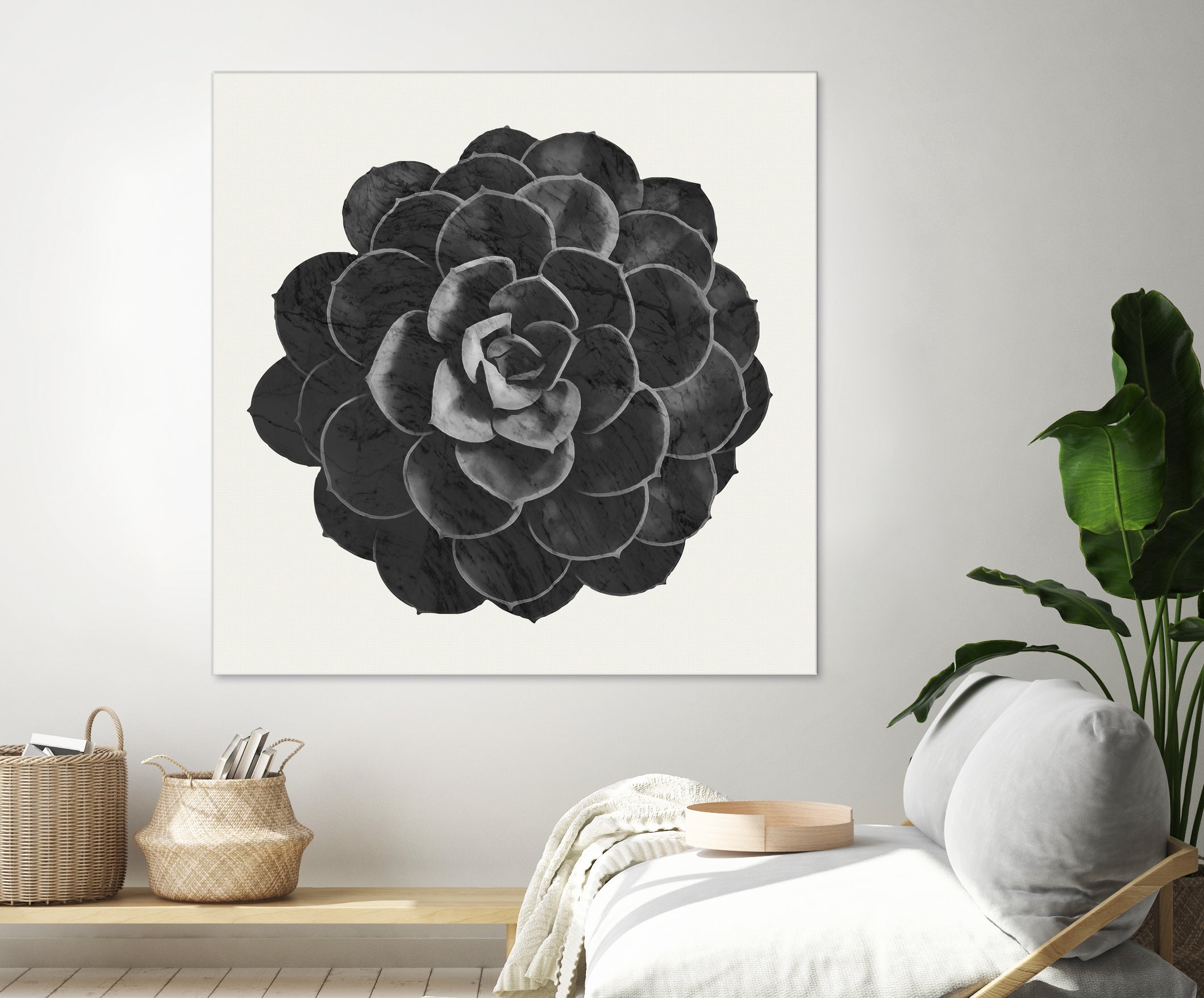 Black Marble Succulent Plant by amini 54 on GIANT ART - black digital painting