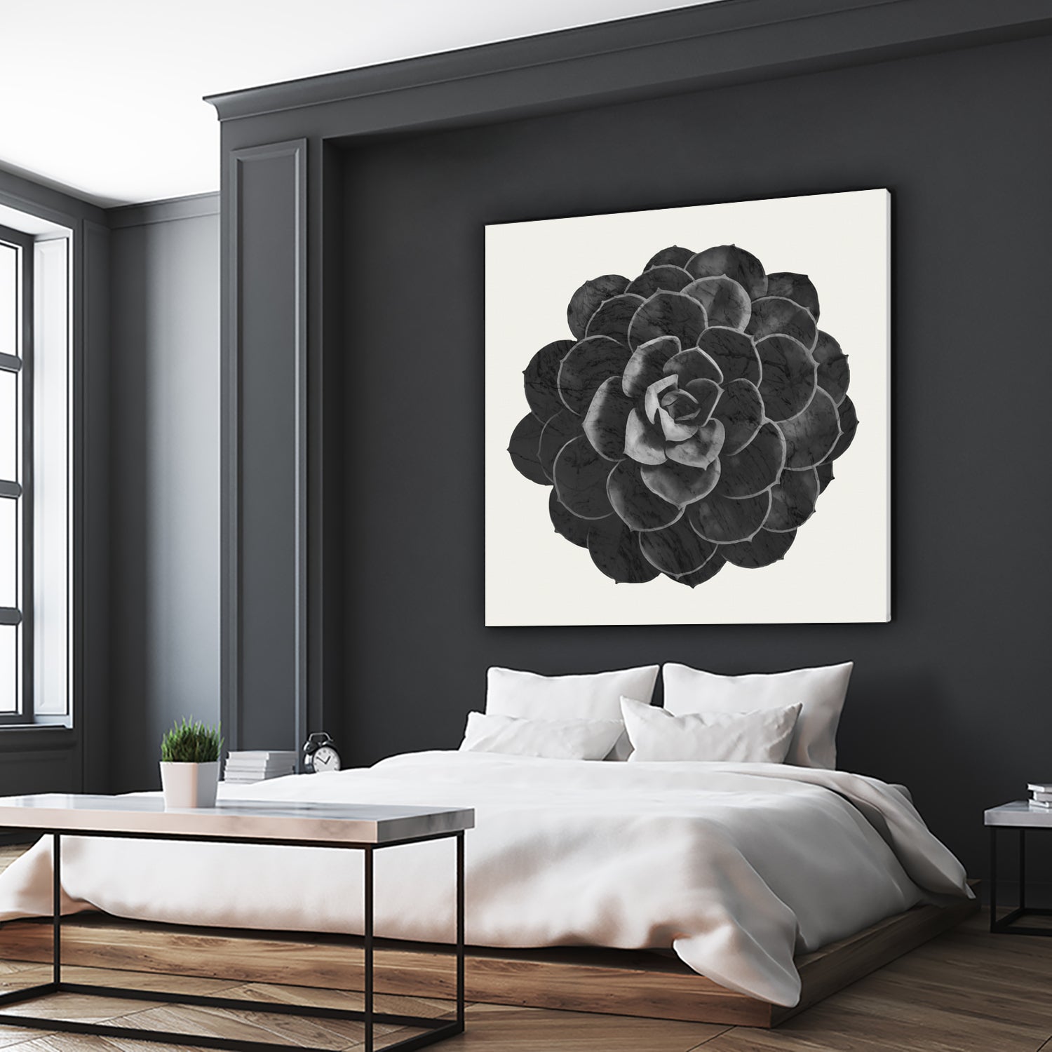 Black Marble Succulent Plant by amini 54 on GIANT ART - black digital painting