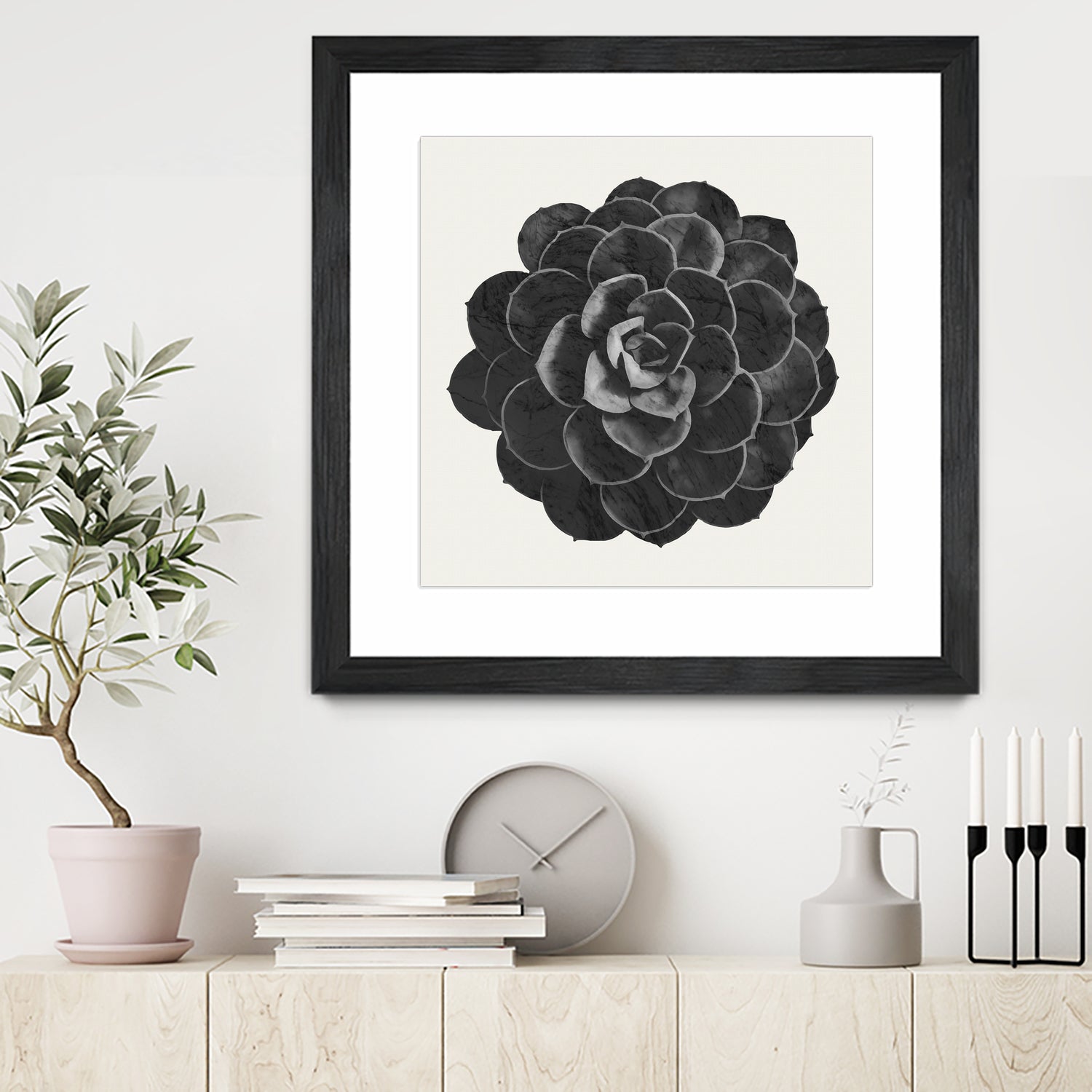 Black Marble Succulent Plant by amini 54 on GIANT ART - black digital painting