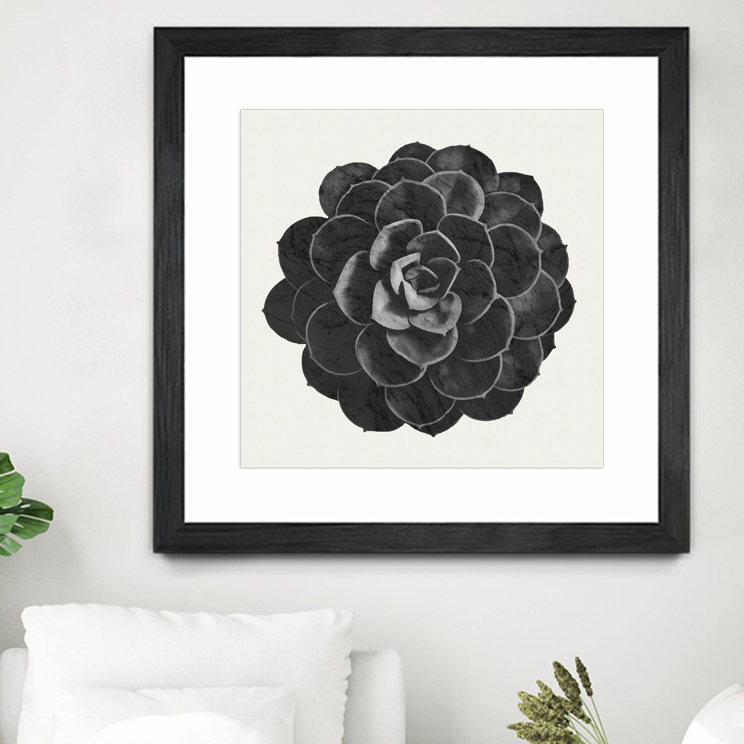 Black Marble Succulent Plant by amini 54 on GIANT ART - black digital painting