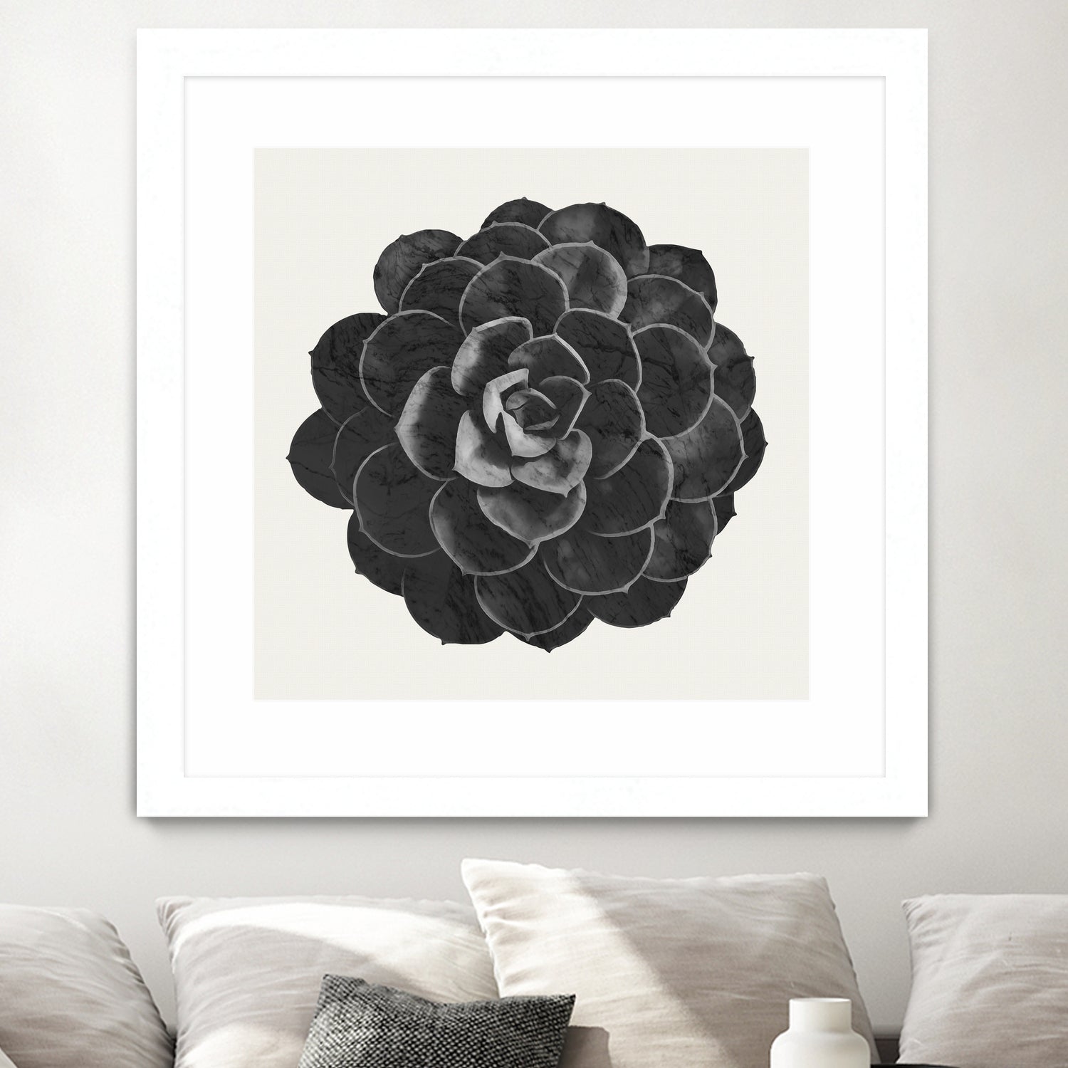 Black Marble Succulent Plant by amini 54 on GIANT ART - black digital painting