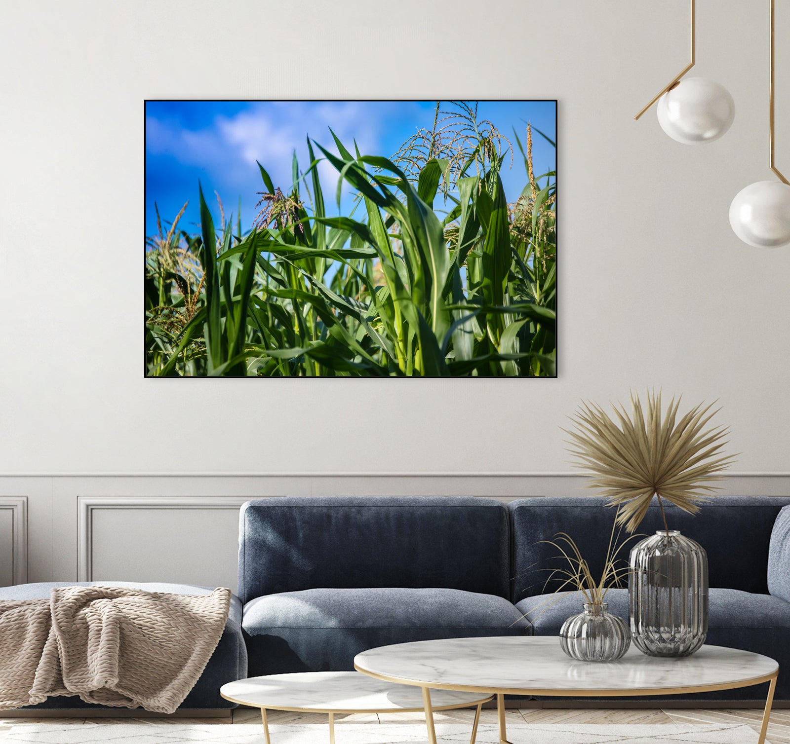 Corn Field Blue Sky Close-up by Anna Matveeva on GIANT ART - green photo illustration