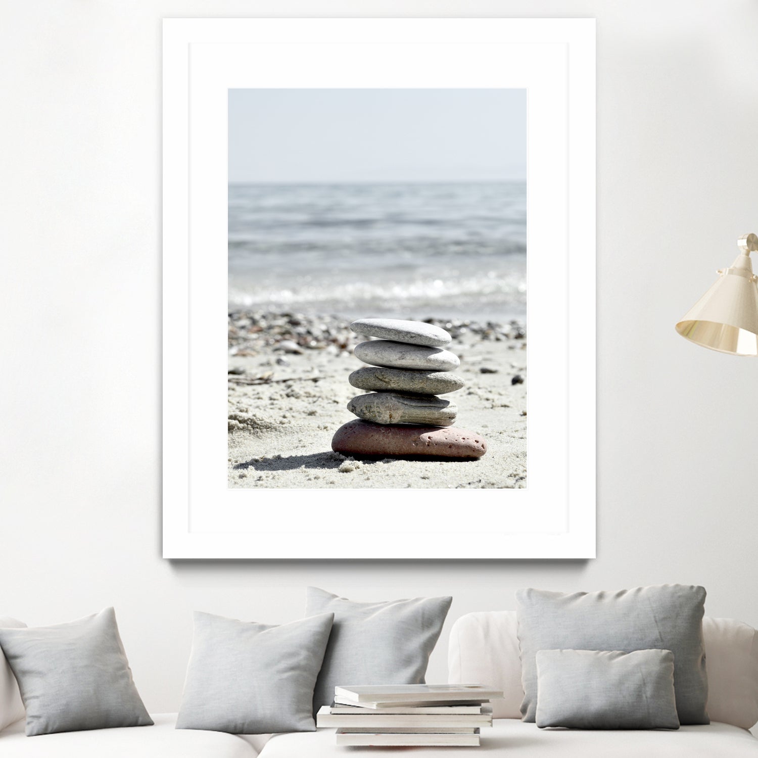 Pebble Balance On The Beach by IOANNA PAPANIKOLAOU on GIANT ART - gray photo illustration