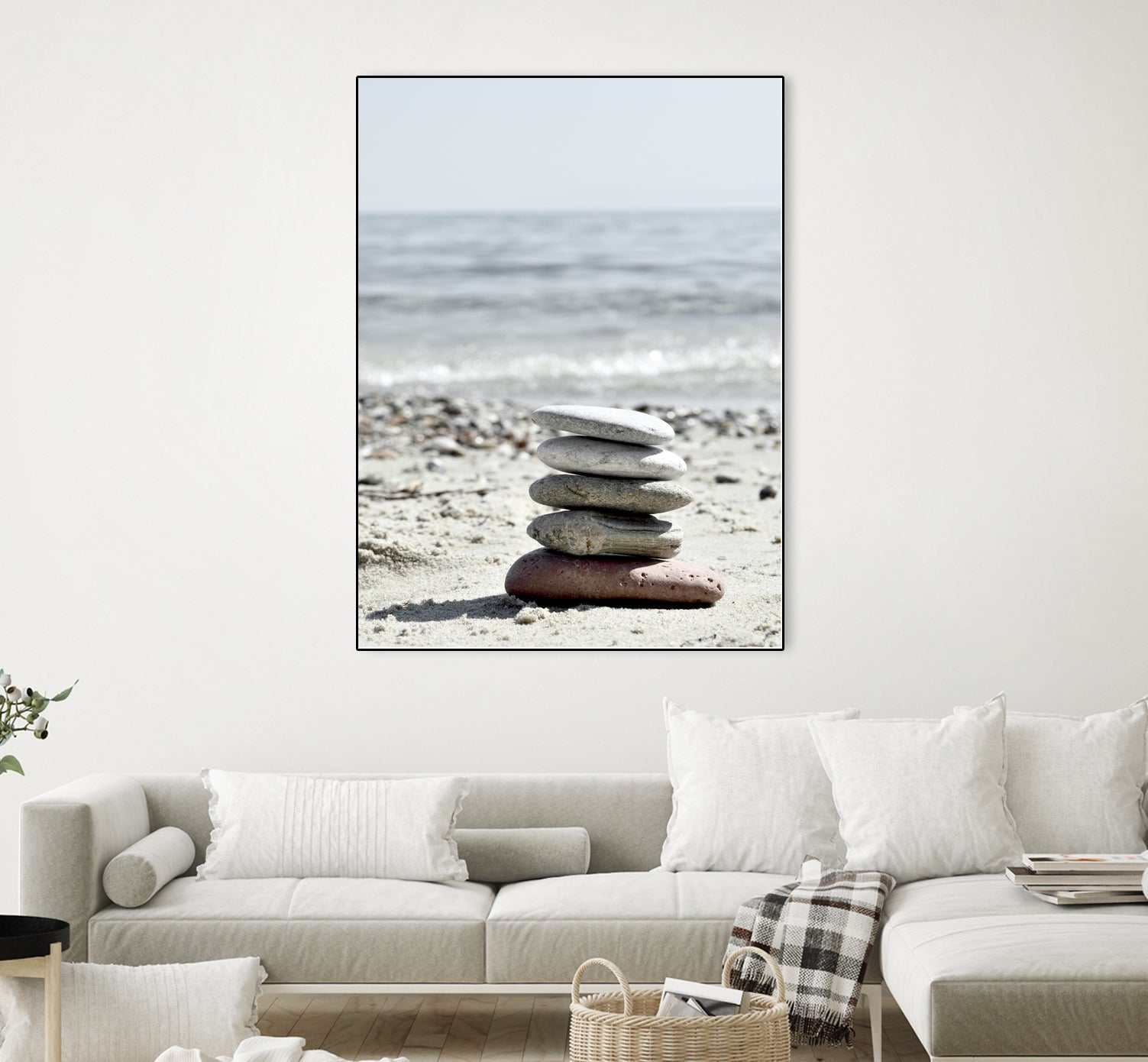 Pebble Balance On The Beach by IOANNA PAPANIKOLAOU on GIANT ART - gray photo illustration