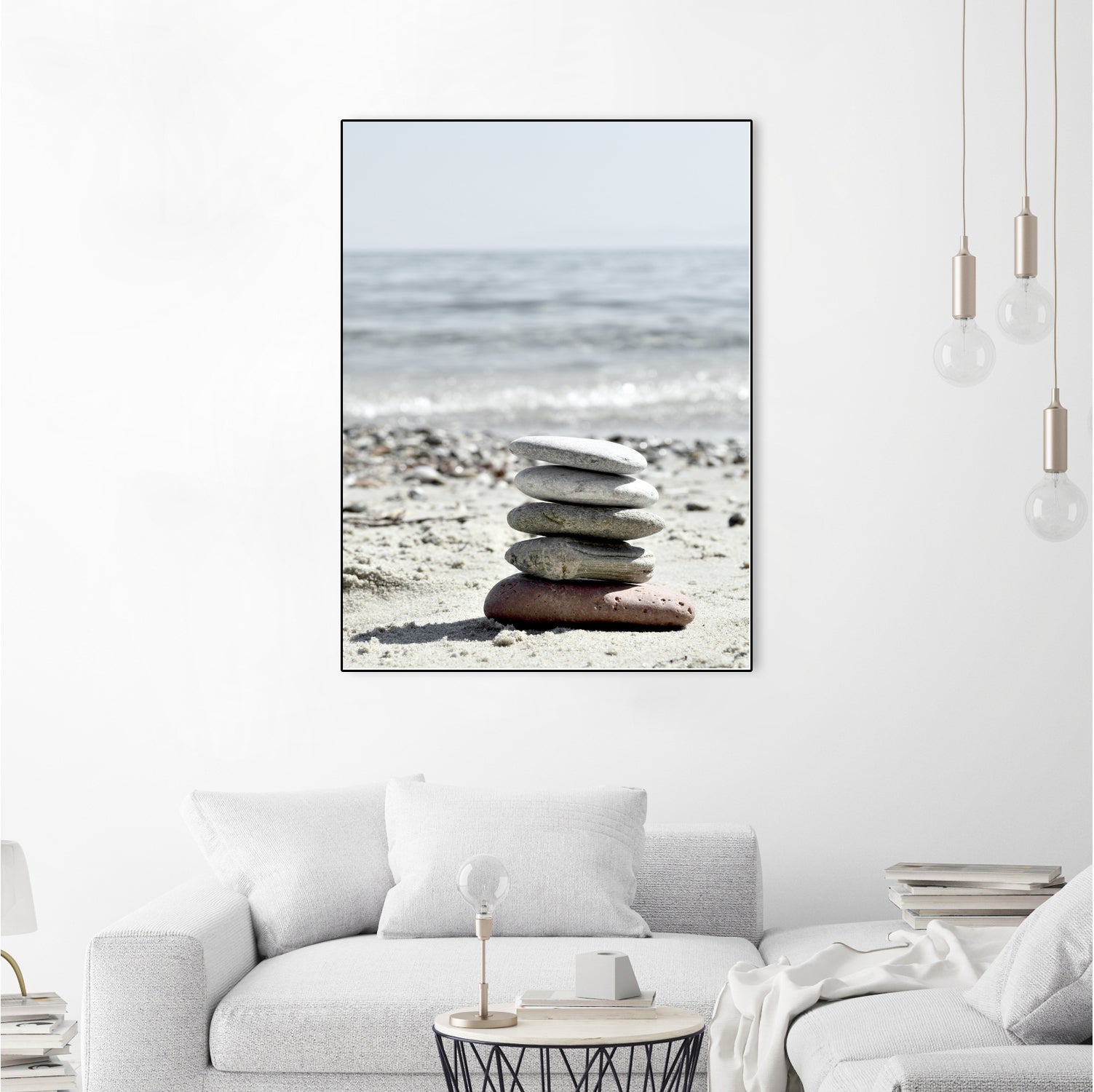 Pebble Balance On The Beach by IOANNA PAPANIKOLAOU on GIANT ART - gray photo illustration