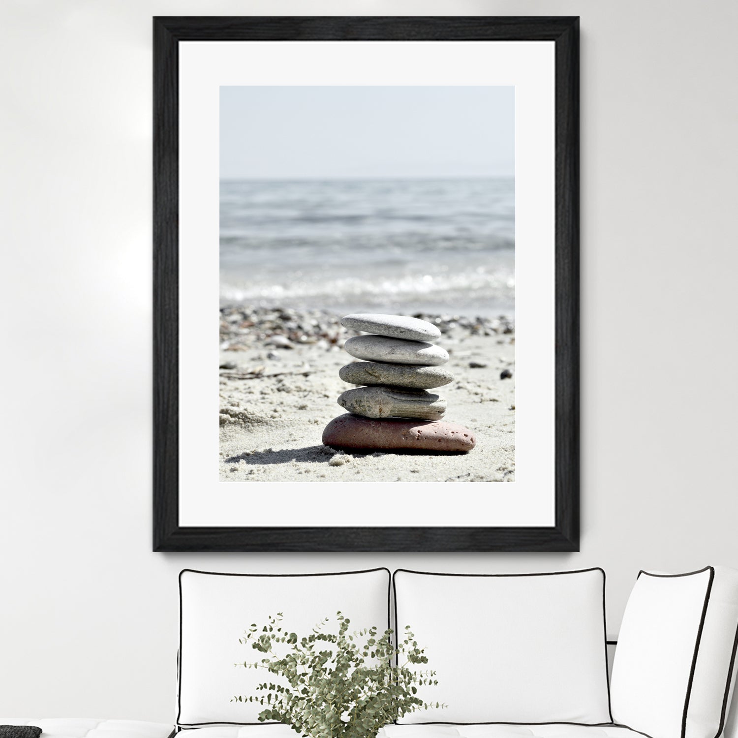 Pebble Balance On The Beach by IOANNA PAPANIKOLAOU on GIANT ART - gray photo illustration