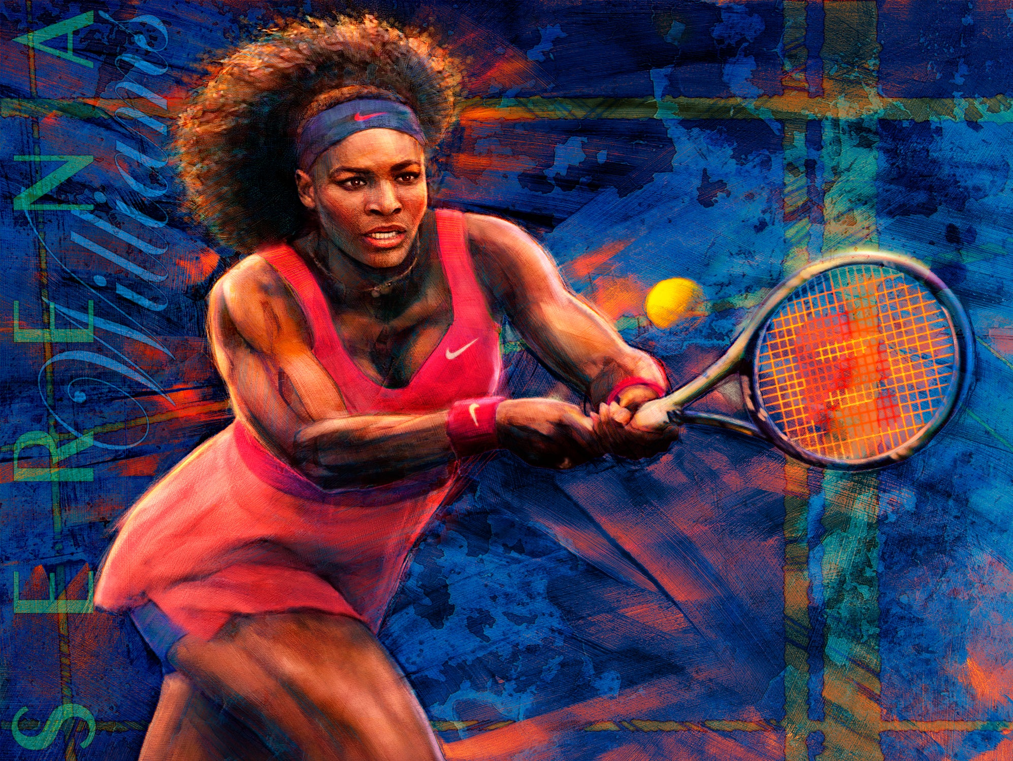 Serena Williams by Allan Burch on GIANT ART - blue digital painting