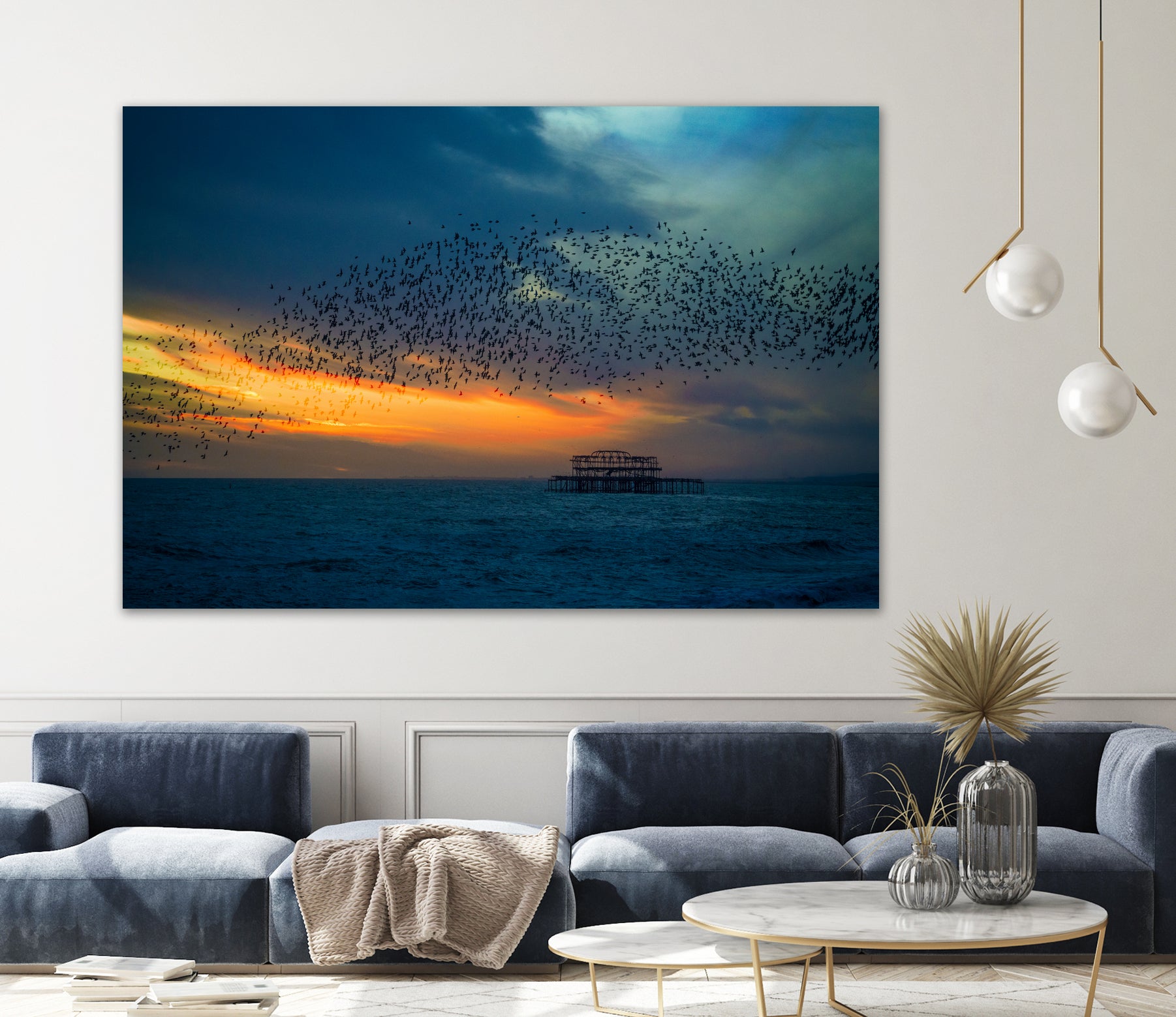 Starling Sunset by Chris Lord on GIANT ART - blue photo illustration