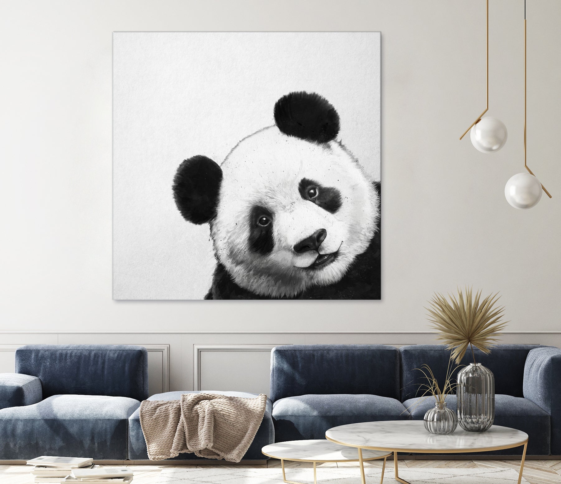 Peekaboo Panda by Laura Graves on GIANT ART - black digital painting