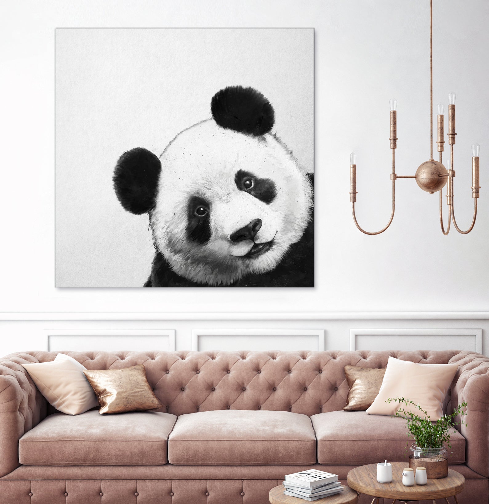 Peekaboo Panda by Laura Graves on GIANT ART - black digital painting