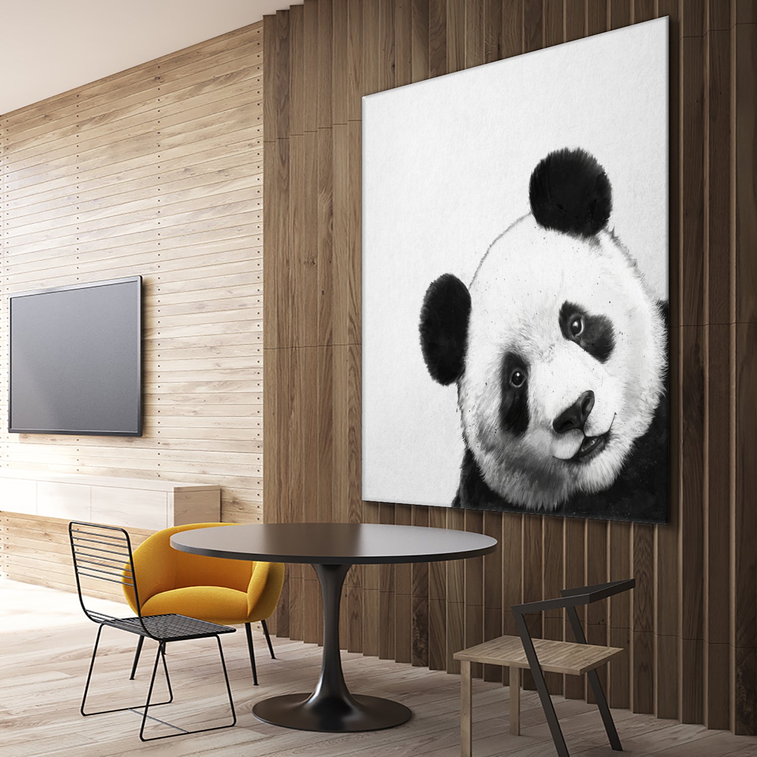 Peekaboo Panda by Laura Graves on GIANT ART - black digital painting