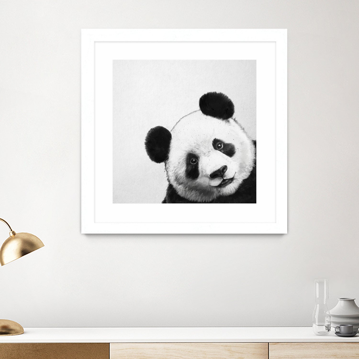 Peekaboo Panda by Laura Graves on GIANT ART - black digital painting