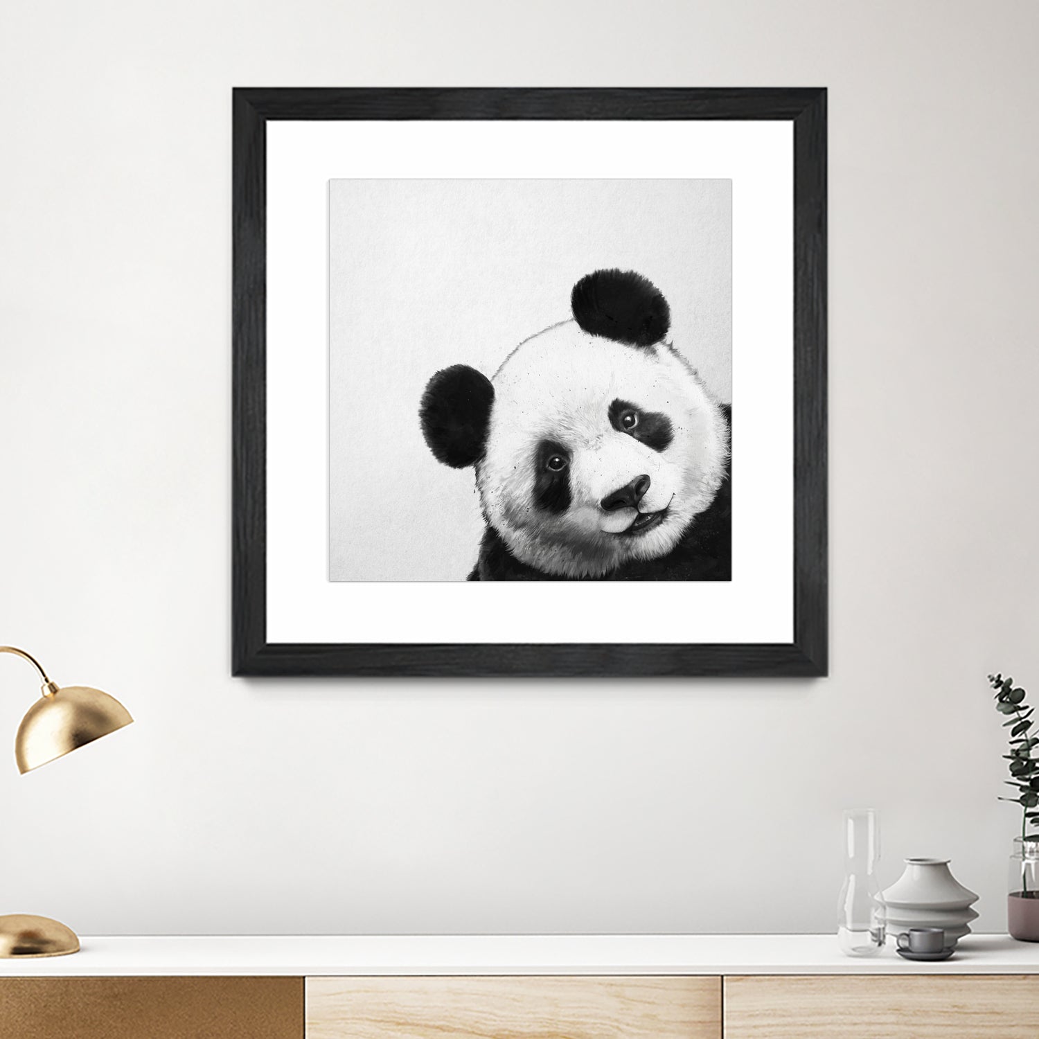 Peekaboo Panda by Laura Graves on GIANT ART - black digital painting