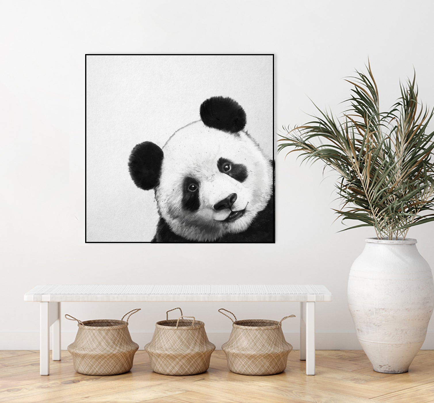 Peekaboo Panda by Laura Graves on GIANT ART - black digital painting