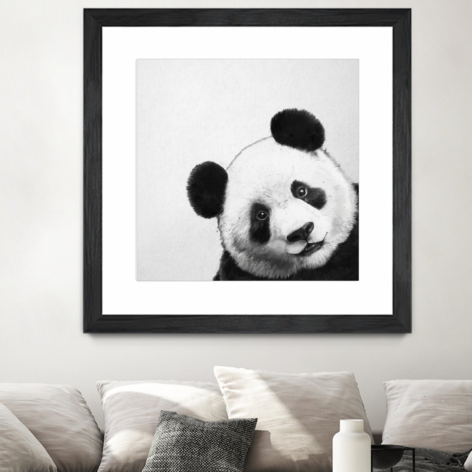 Peekaboo Panda by Laura Graves on GIANT ART - black digital painting