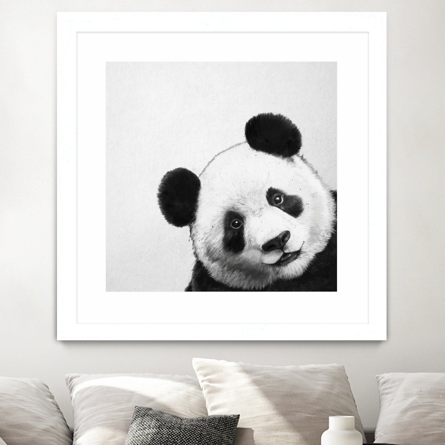 Peekaboo Panda by Laura Graves on GIANT ART - black digital painting