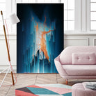 Glitch in the Dark - Abstract Pixel Art by Jennifer Walsh on GIANT ART - blue vector illustration