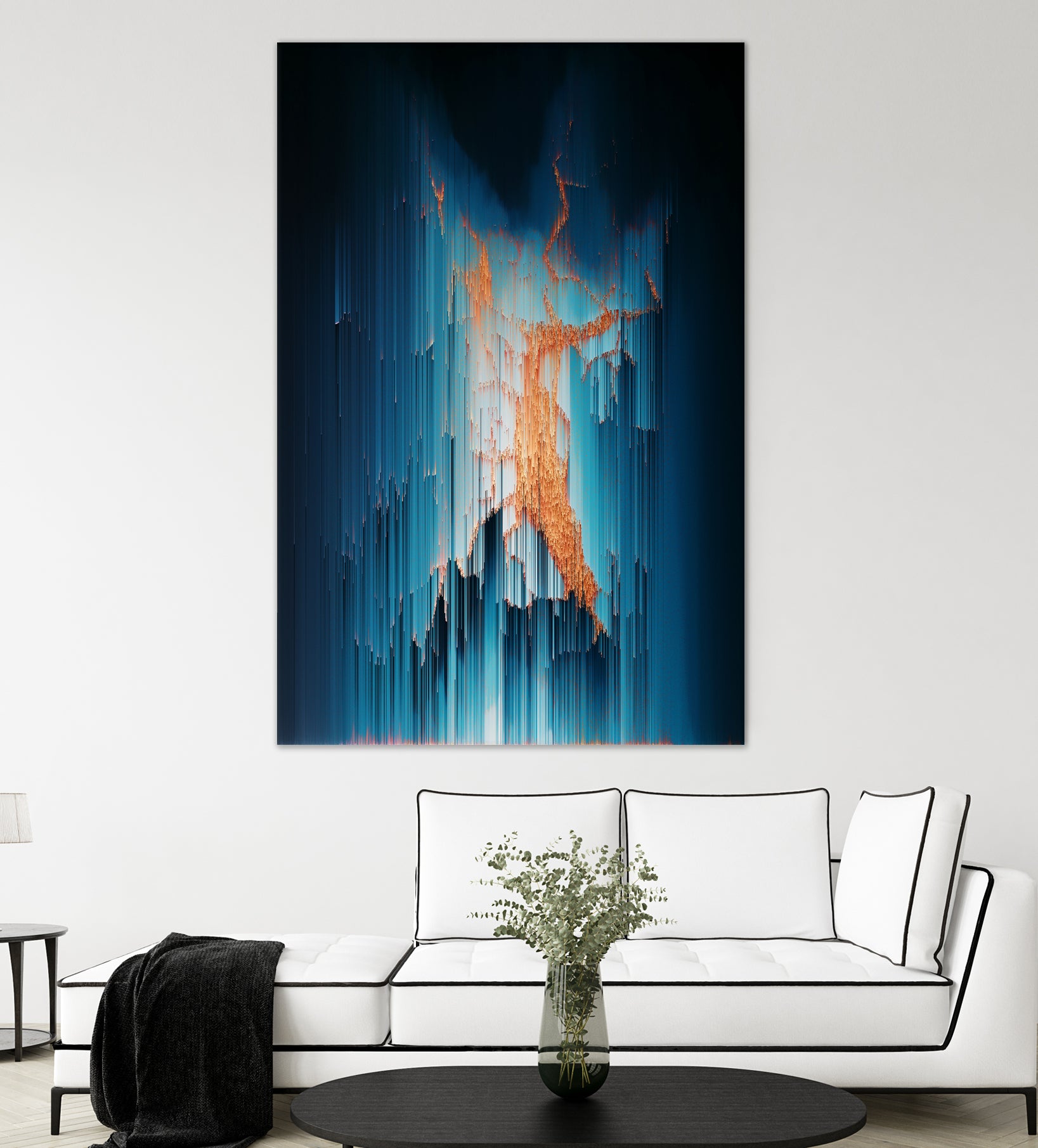 Glitch in the Dark - Abstract Pixel Art by Jennifer Walsh on GIANT ART - blue vector illustration