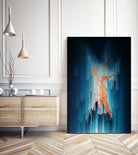 Glitch in the Dark - Abstract Pixel Art by Jennifer Walsh on GIANT ART - blue vector illustration