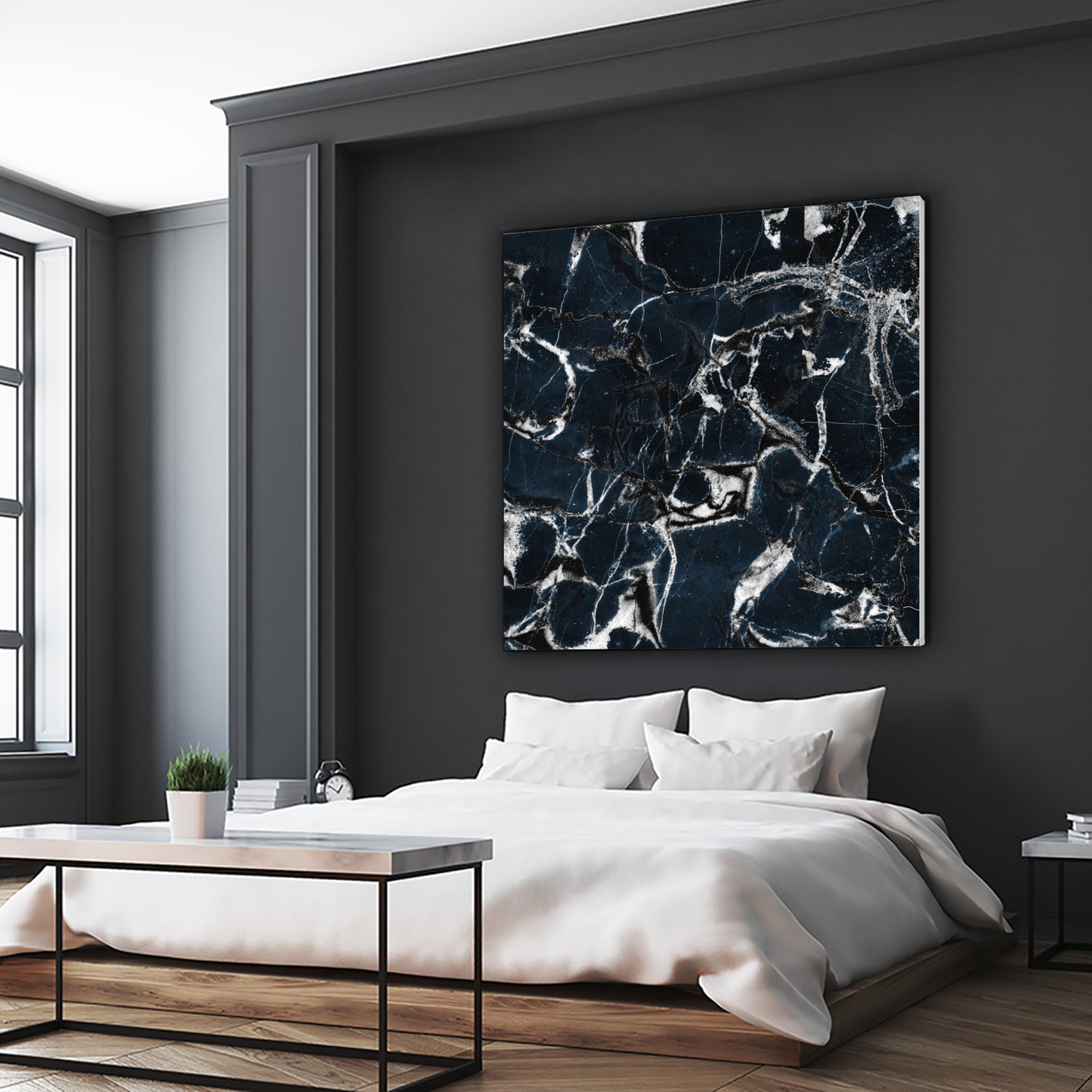 dark marble blue & black by Dirk Wüstenhagen on GIANT ART - black mixed media