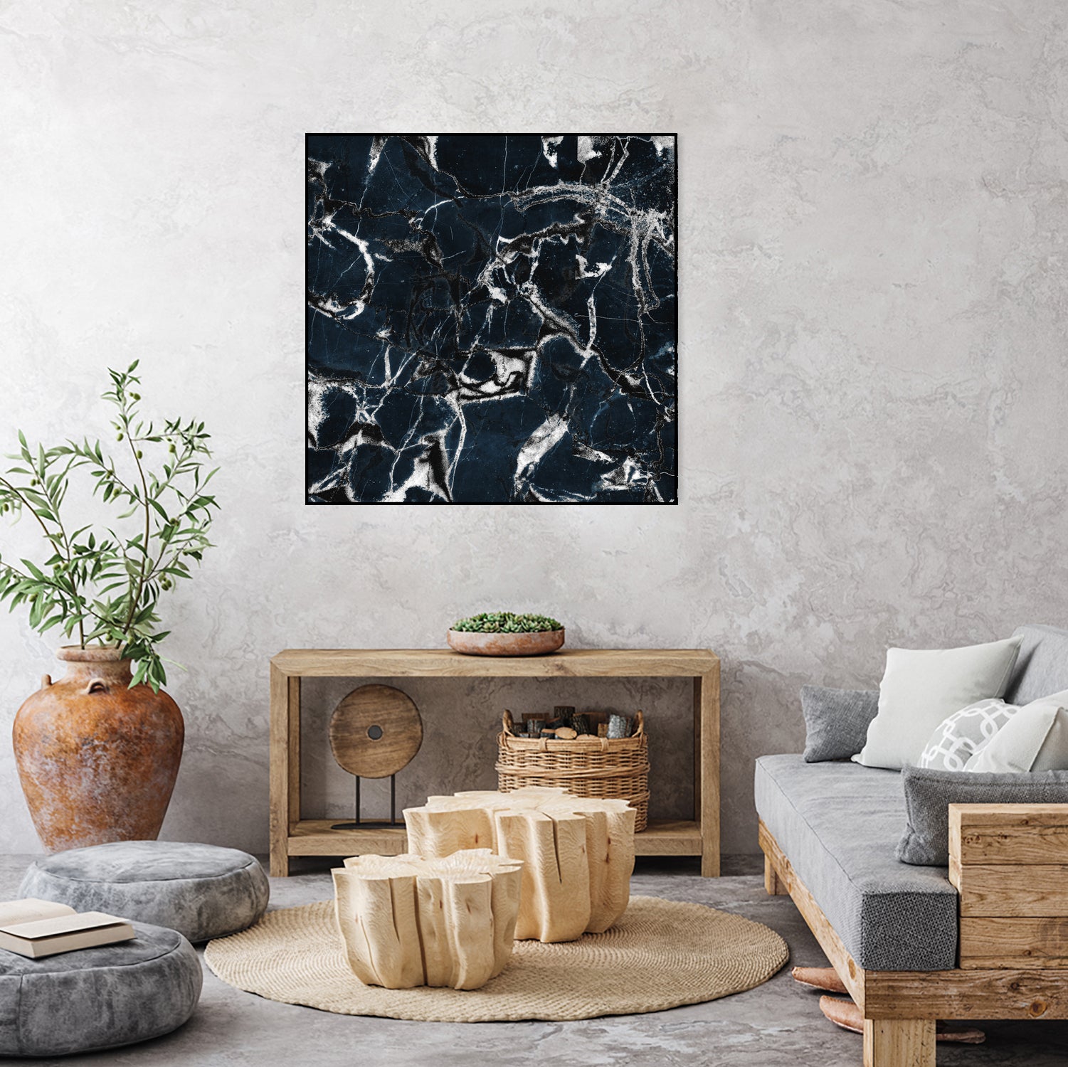 dark marble blue & black by Dirk Wüstenhagen on GIANT ART - black mixed media