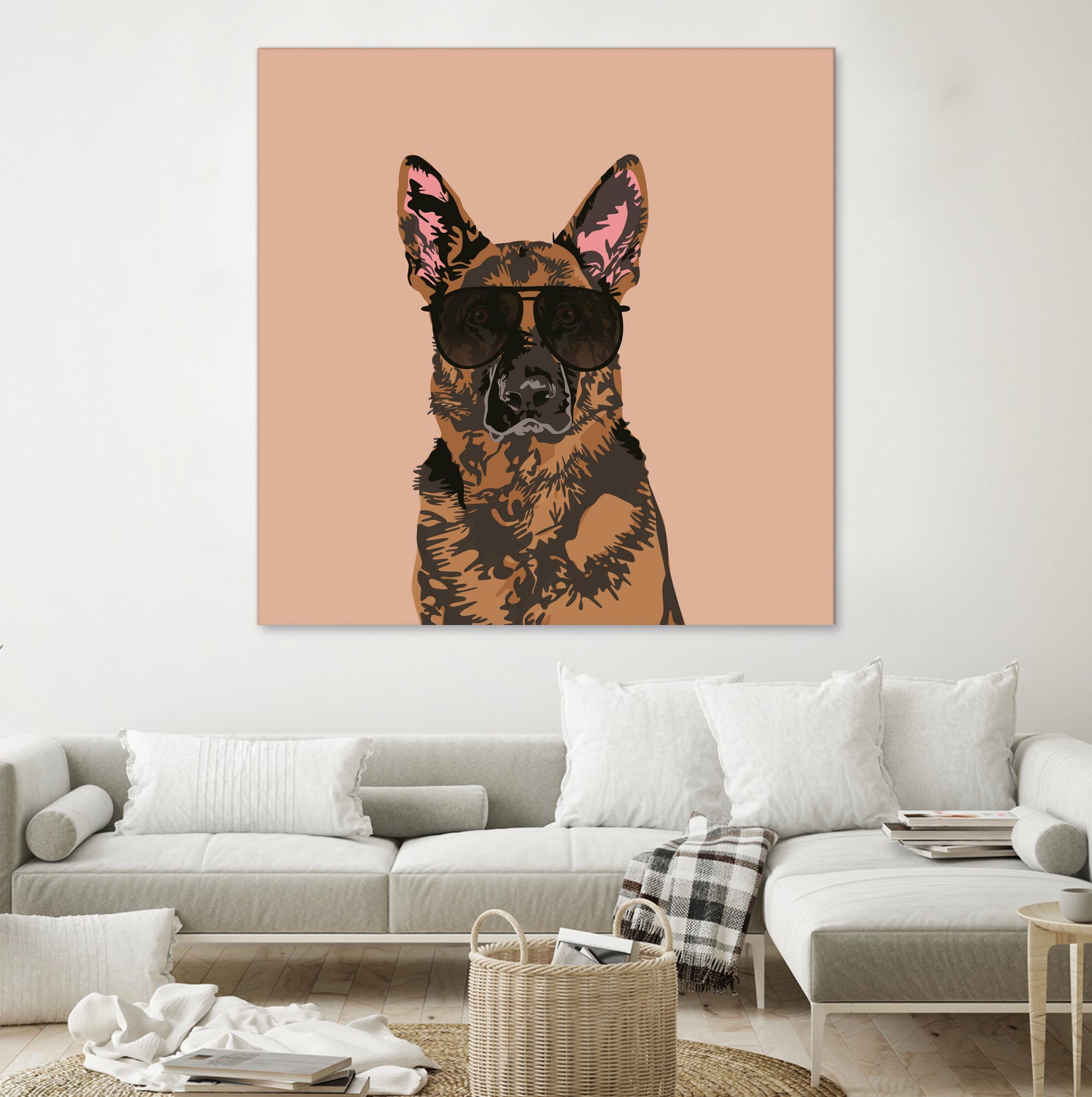 Cool German Shepherd for German Shepherd Lovers by Haidi Shabrina on GIANT ART - pink vector illustration