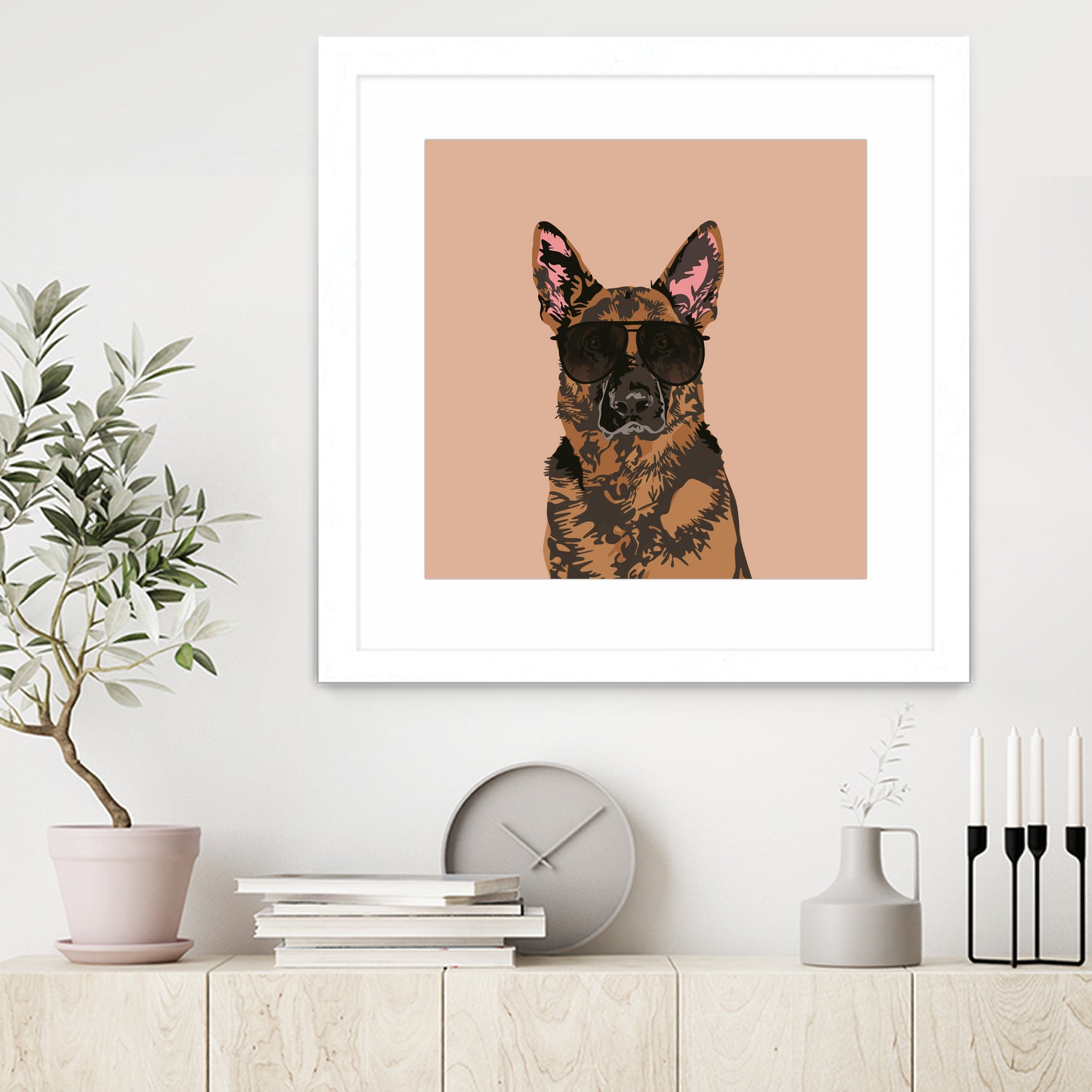 Cool German Shepherd for German Shepherd Lovers by Haidi Shabrina on GIANT ART - pink vector illustration