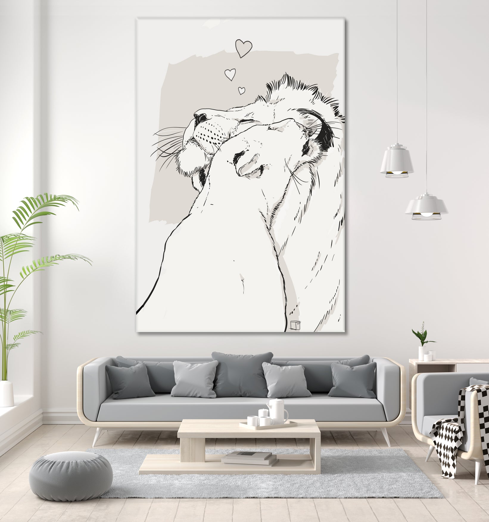 Lion love by Francois Martin Painchaud on GIANT ART - white digital painting