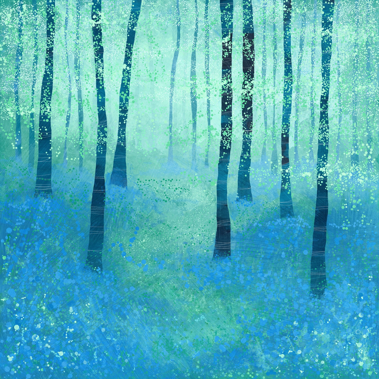 Bluebells, Challock by Nic Squirrell on GIANT ART - green digital painting