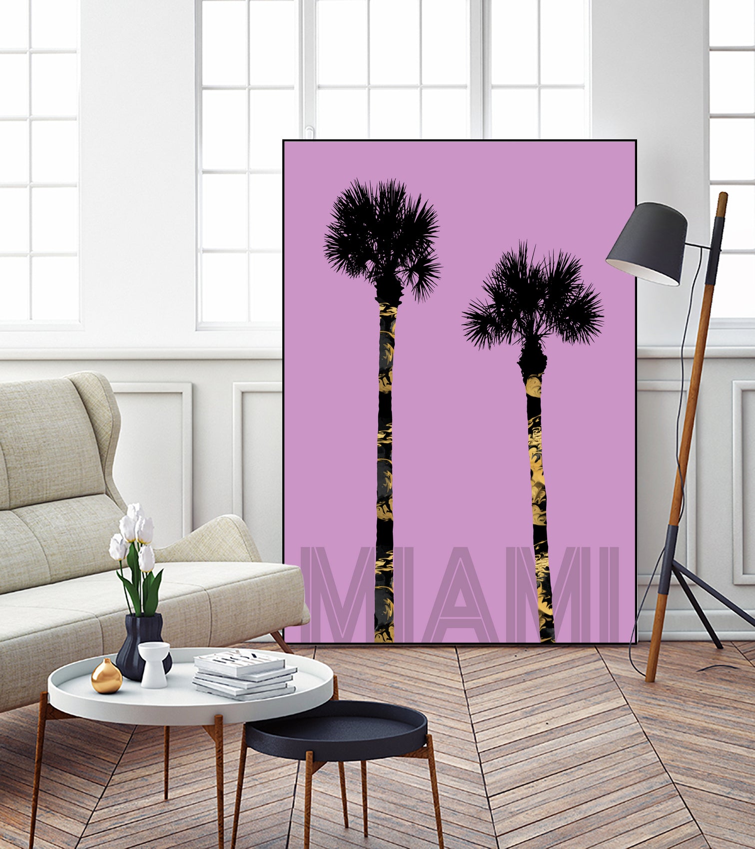 Graphic Art PALM TREES MIAMI | pink by Melanie Viola on GIANT ART - pink vector illustration