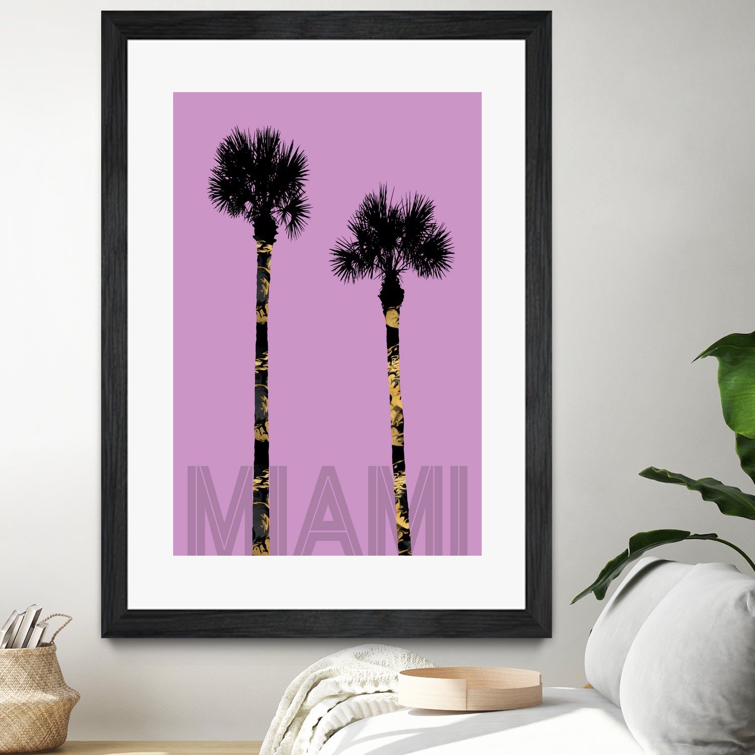 Graphic Art PALM TREES MIAMI | pink by Melanie Viola on GIANT ART - pink vector illustration