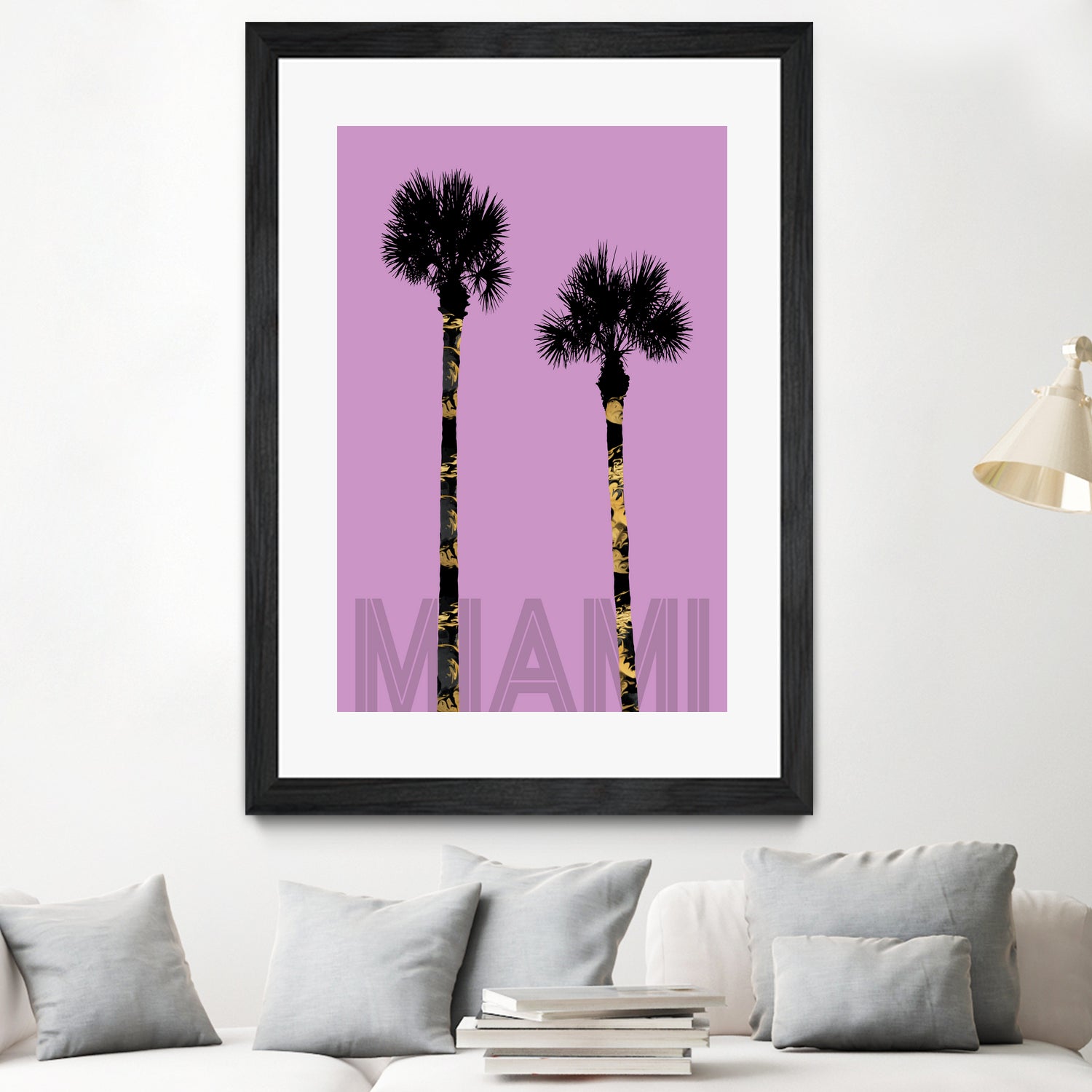 Graphic Art PALM TREES MIAMI | pink by Melanie Viola on GIANT ART - pink vector illustration