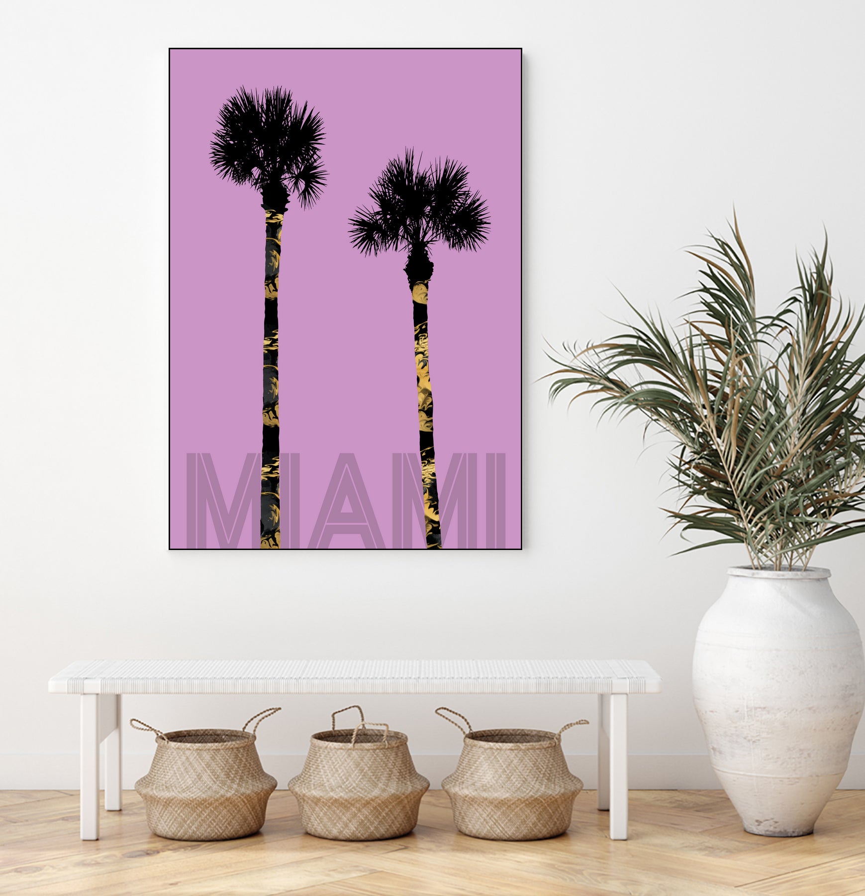 Graphic Art PALM TREES MIAMI | pink by Melanie Viola on GIANT ART - pink vector illustration