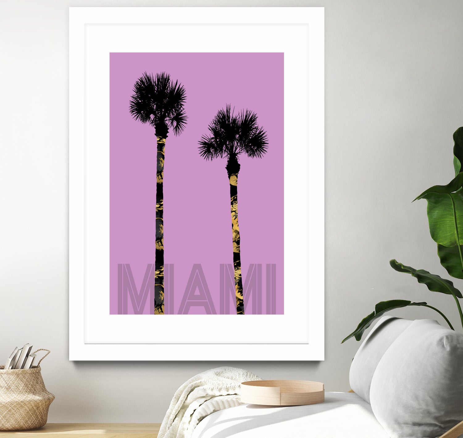 Graphic Art PALM TREES MIAMI | pink by Melanie Viola on GIANT ART - pink vector illustration