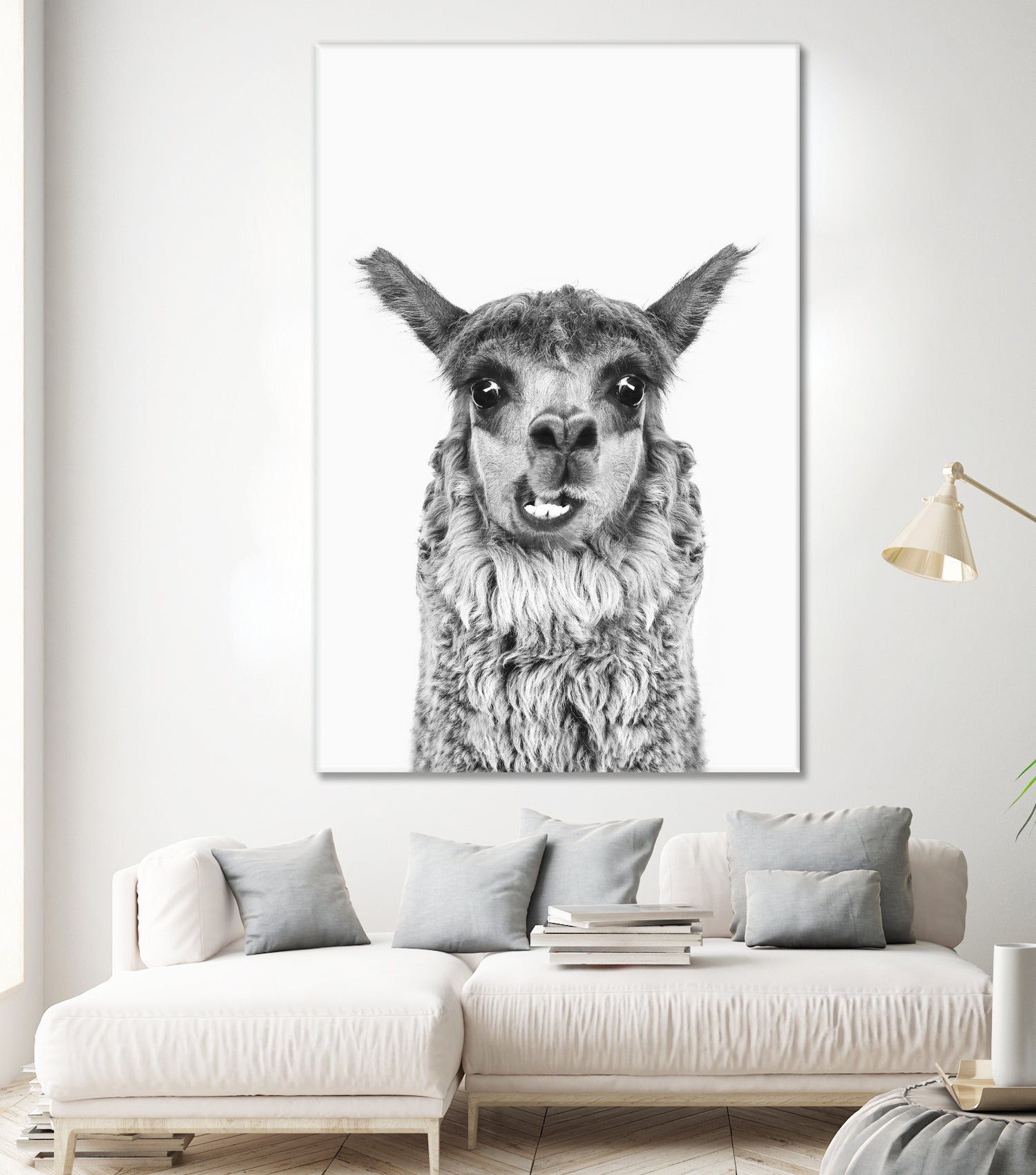 Happy Llama by Kathrin Pienaar on GIANT ART - gray photo manipulation