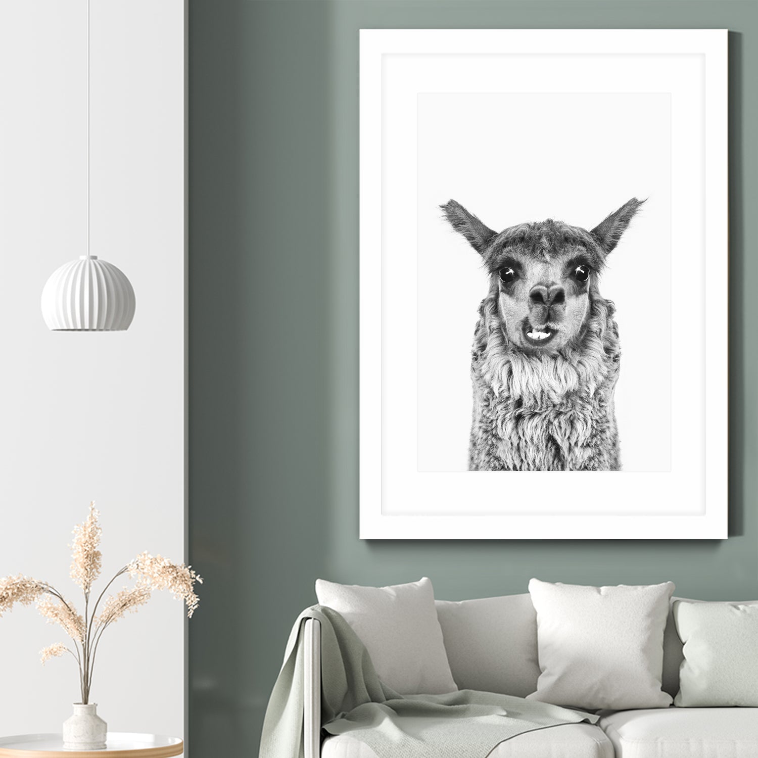 Happy Llama by Kathrin Pienaar on GIANT ART - gray photo manipulation