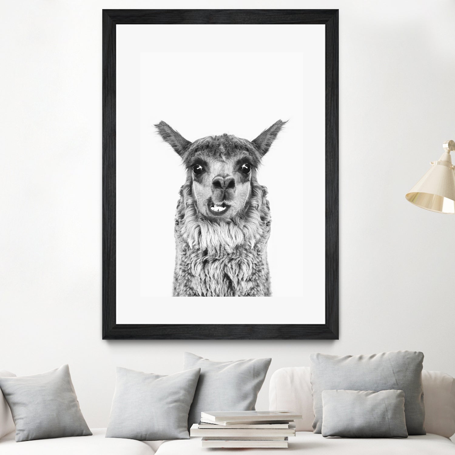 Happy Llama by Kathrin Pienaar on GIANT ART - gray photo manipulation