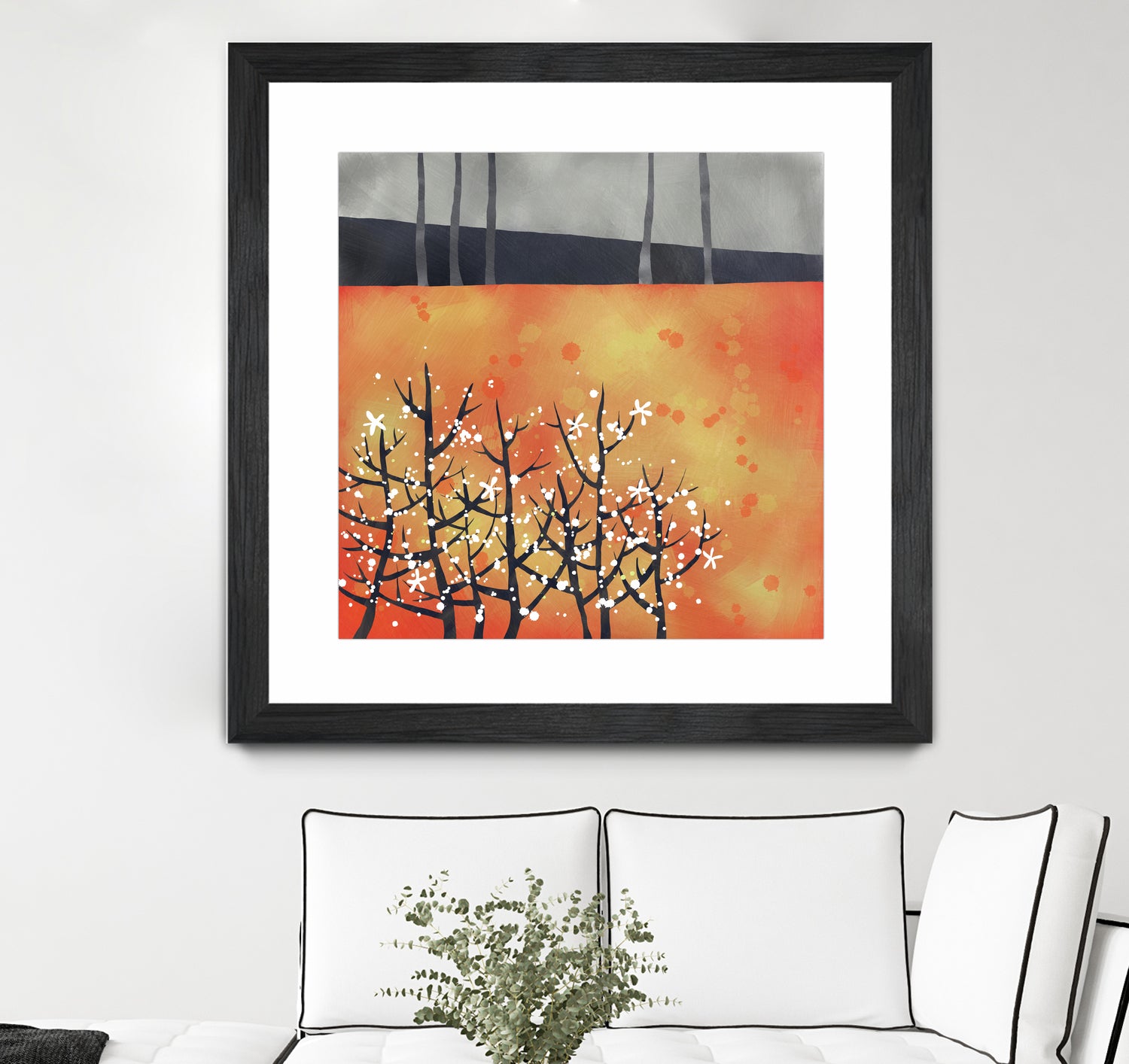 Blackthorn Blossom Landscape by Nic Squirrell on GIANT ART - orange digital painting