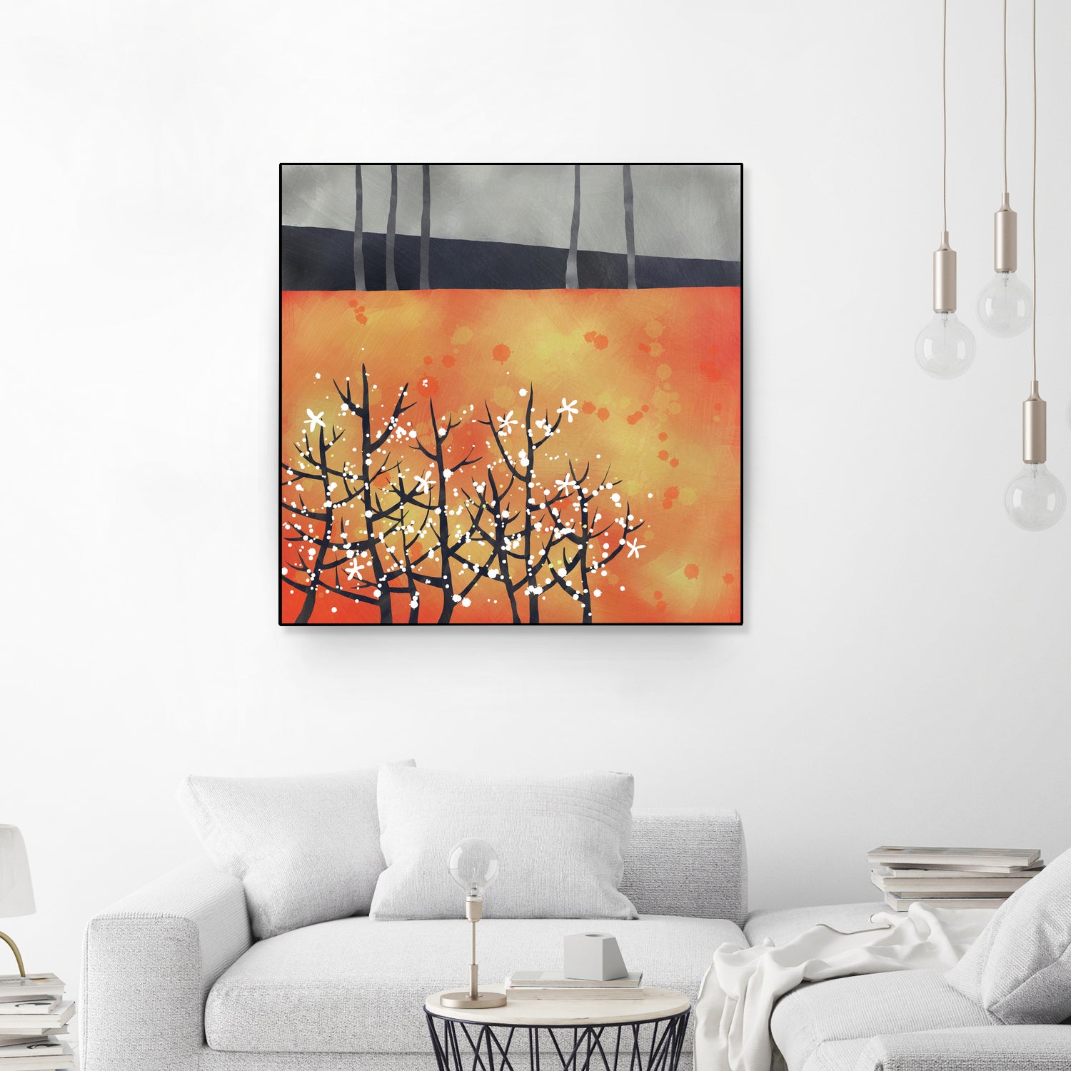 Blackthorn Blossom Landscape by Nic Squirrell on GIANT ART - orange digital painting