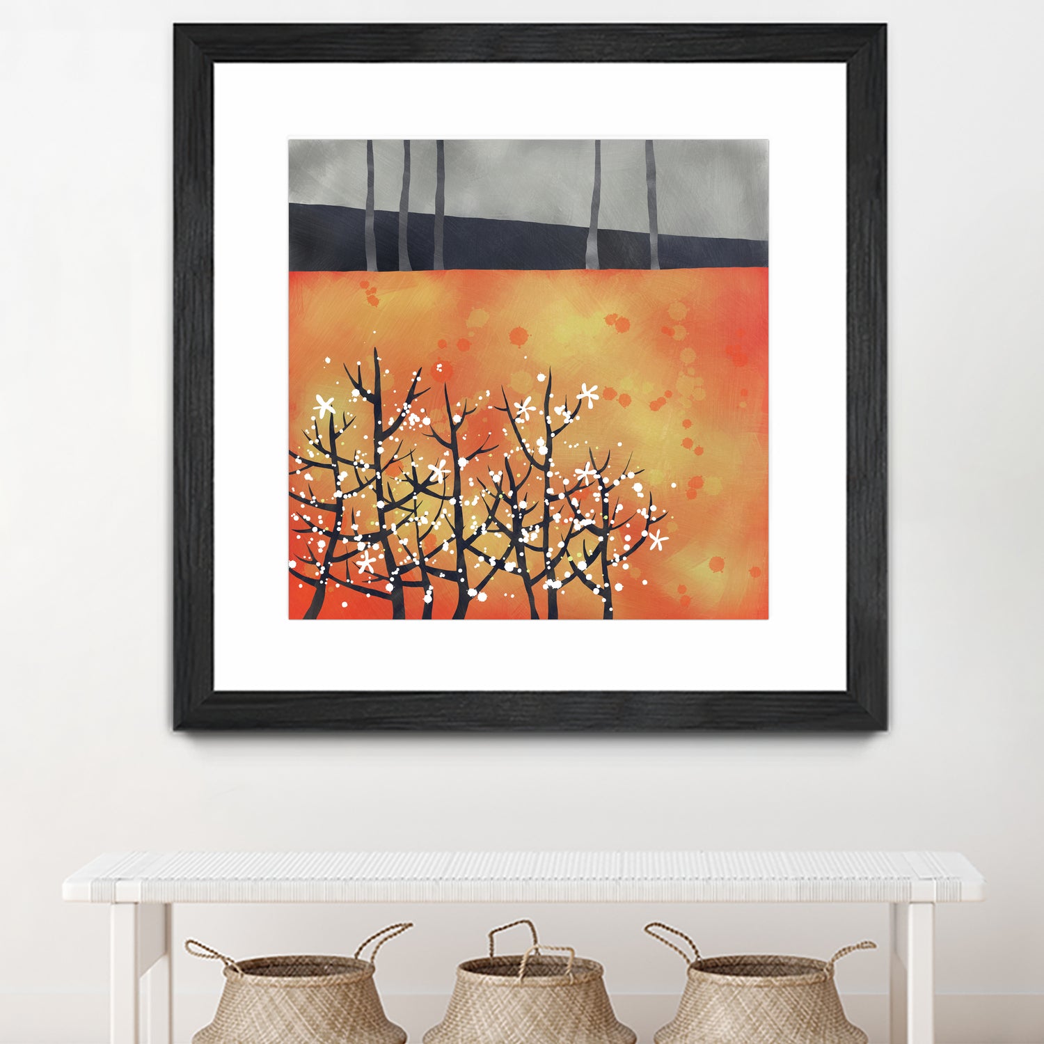 Blackthorn Blossom Landscape by Nic Squirrell on GIANT ART - orange digital painting