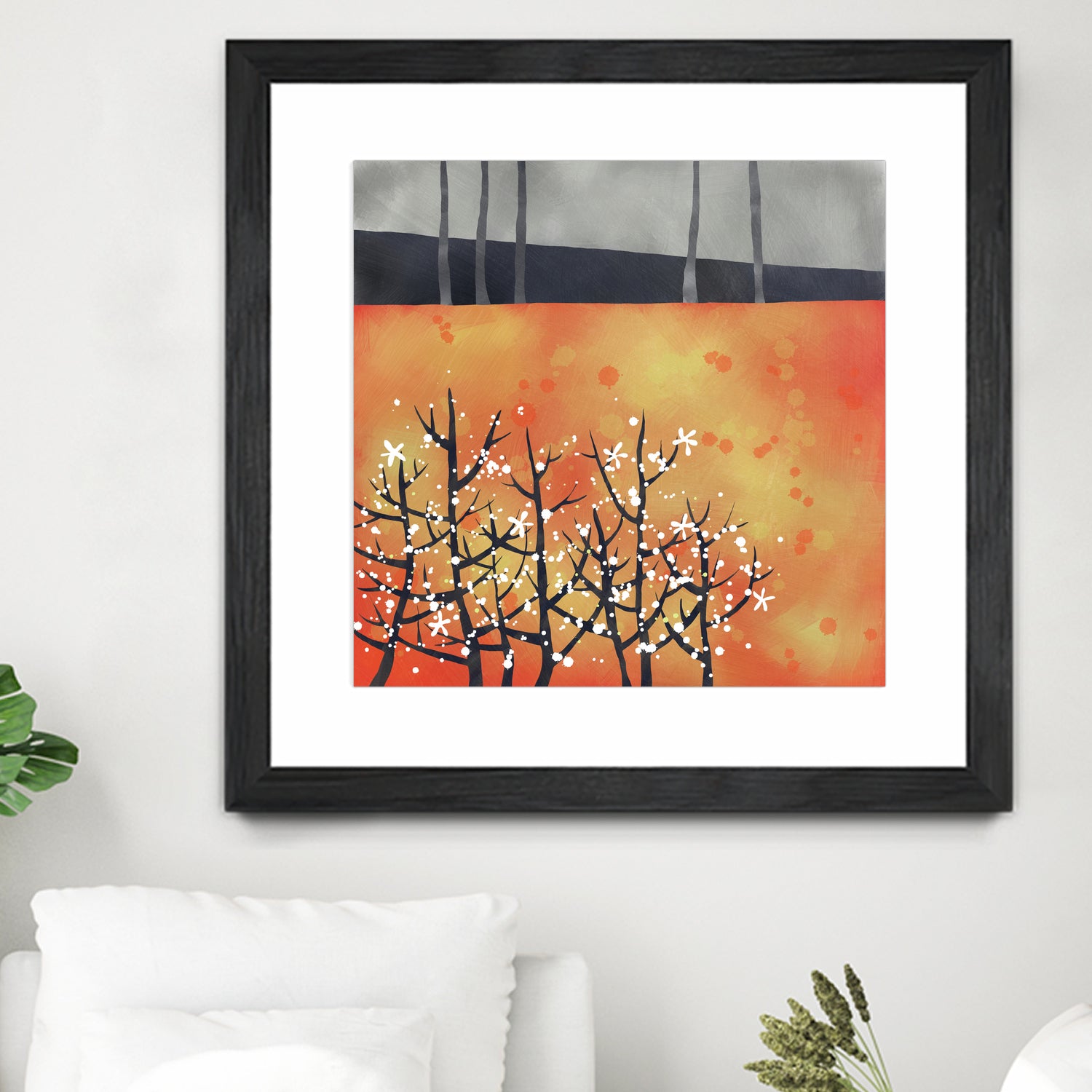 Blackthorn Blossom Landscape by Nic Squirrell on GIANT ART - orange digital painting