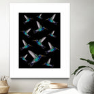 hummingbird pattern by Kiki Castel on GIANT ART - green vector illustration