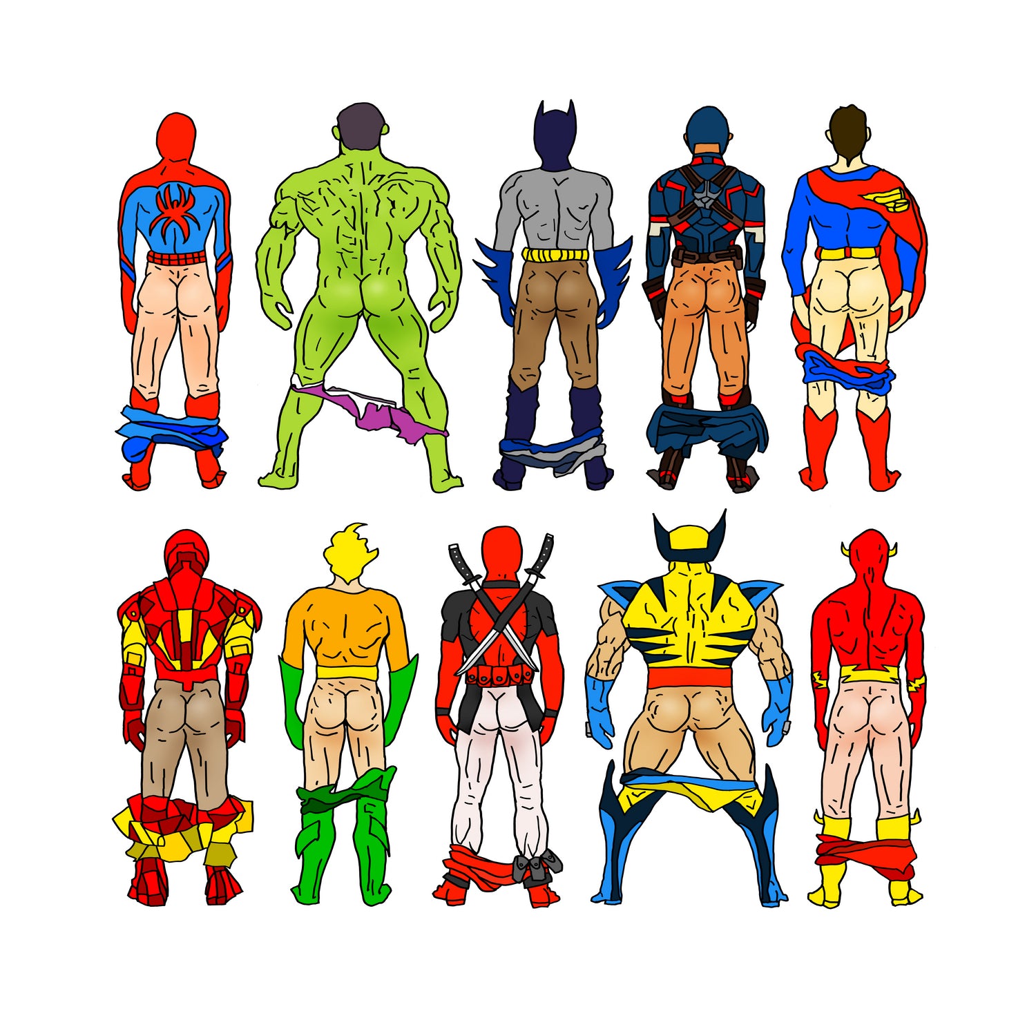 Super Hero Butts by Winston Chiu on GIANT ART - white digital drawing