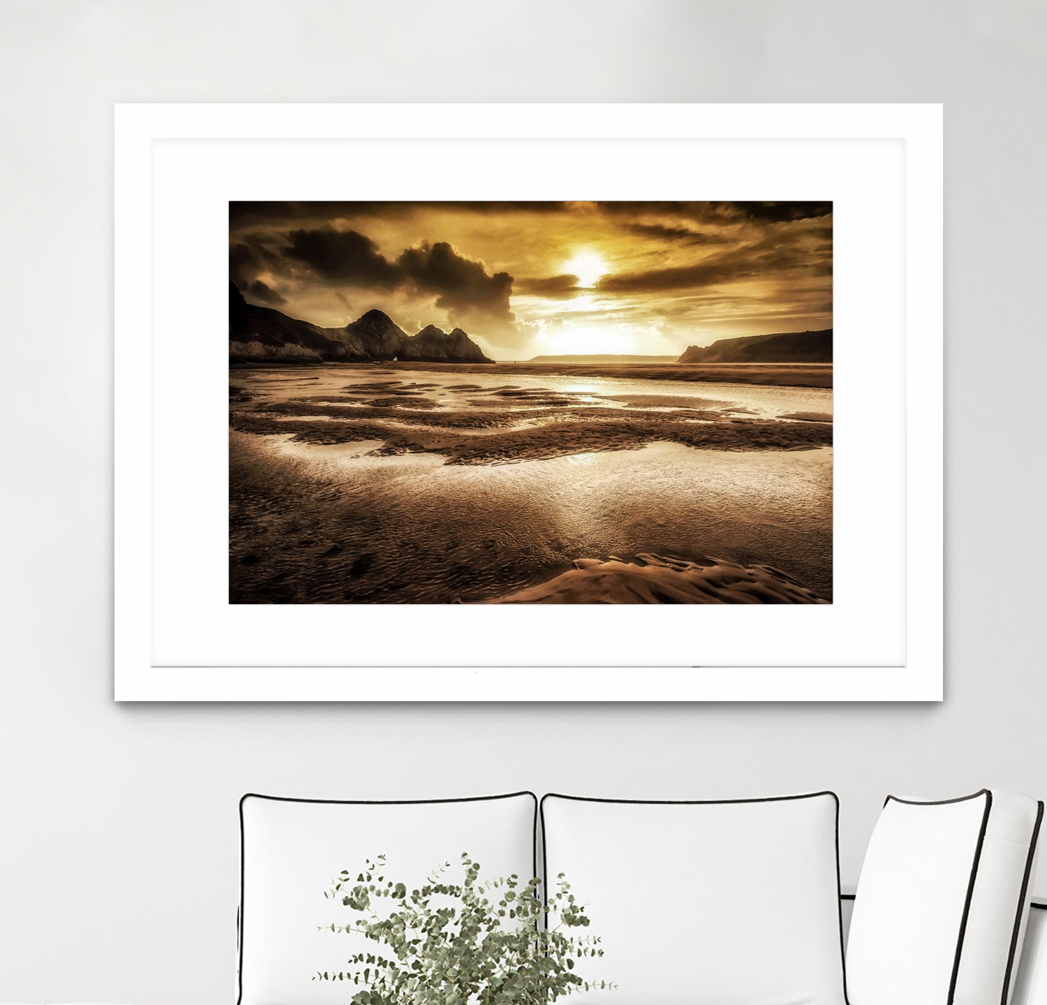 Three Cliffs Bay Gower by Leighton Collins on GIANT ART - pink photo illustration