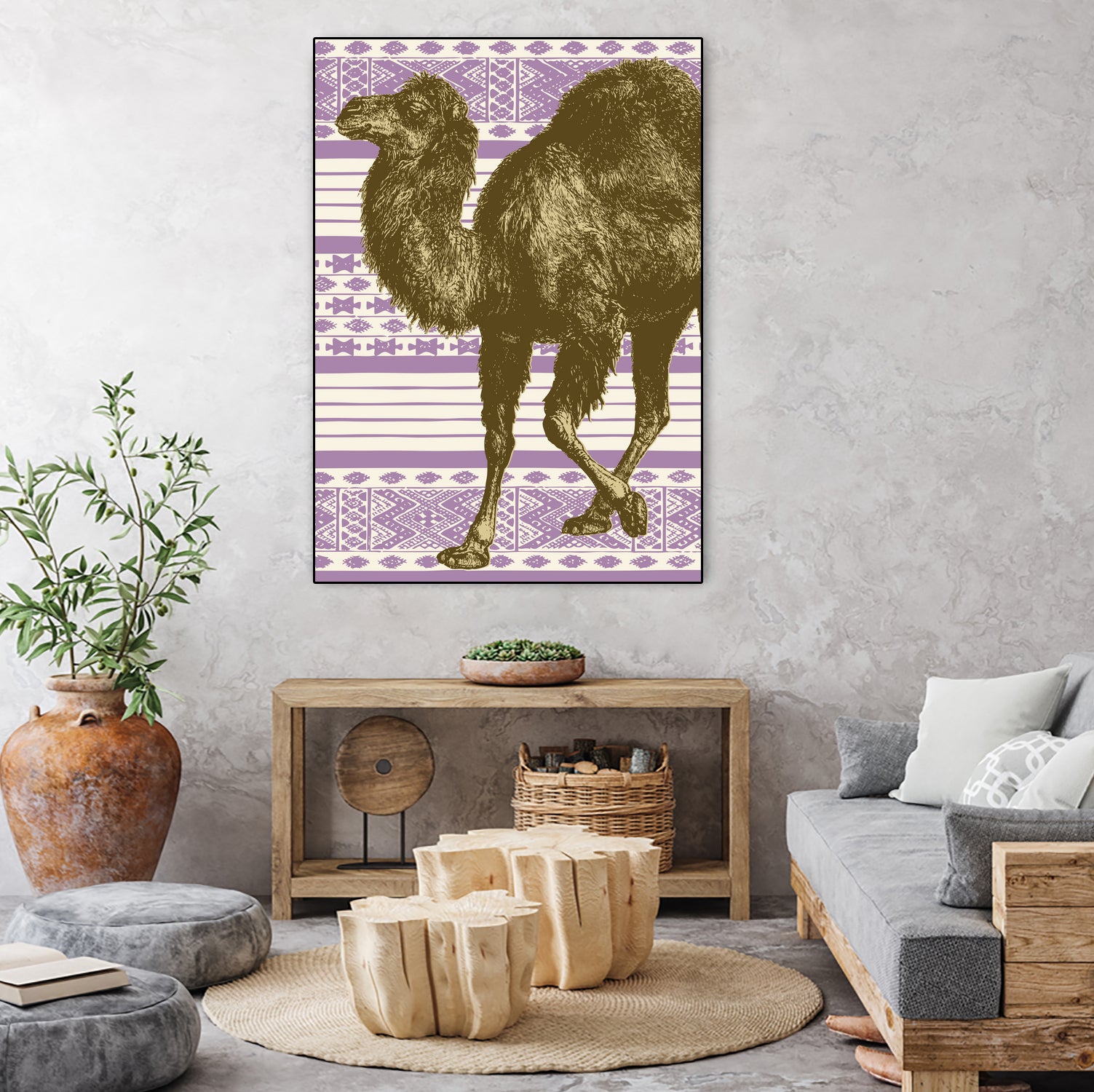 Bazaar Camel Lavender by Thomas Fernez on GIANT ART - fuchsia digital drawing