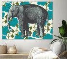 Elephant Floral Aqua by Thomas Fernez on GIANT ART - blue digital drawing