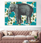 Elephant Floral Aqua by Thomas Fernez on GIANT ART - blue digital drawing