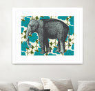 Elephant Floral Aqua by Thomas Fernez on GIANT ART - blue digital drawing