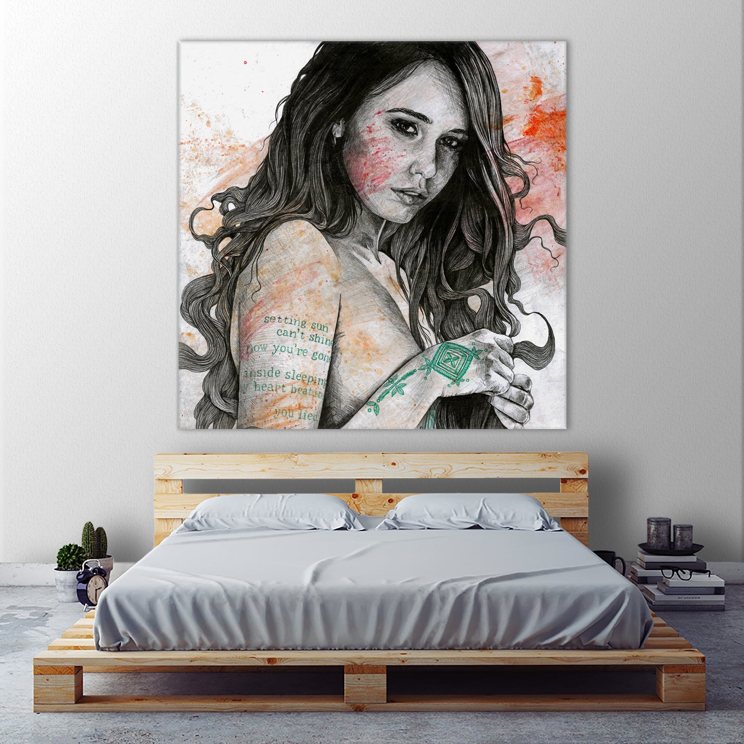 You Lied (nude girl with mandala tattoos) by Marco Paludet on GIANT ART - orange mixed media